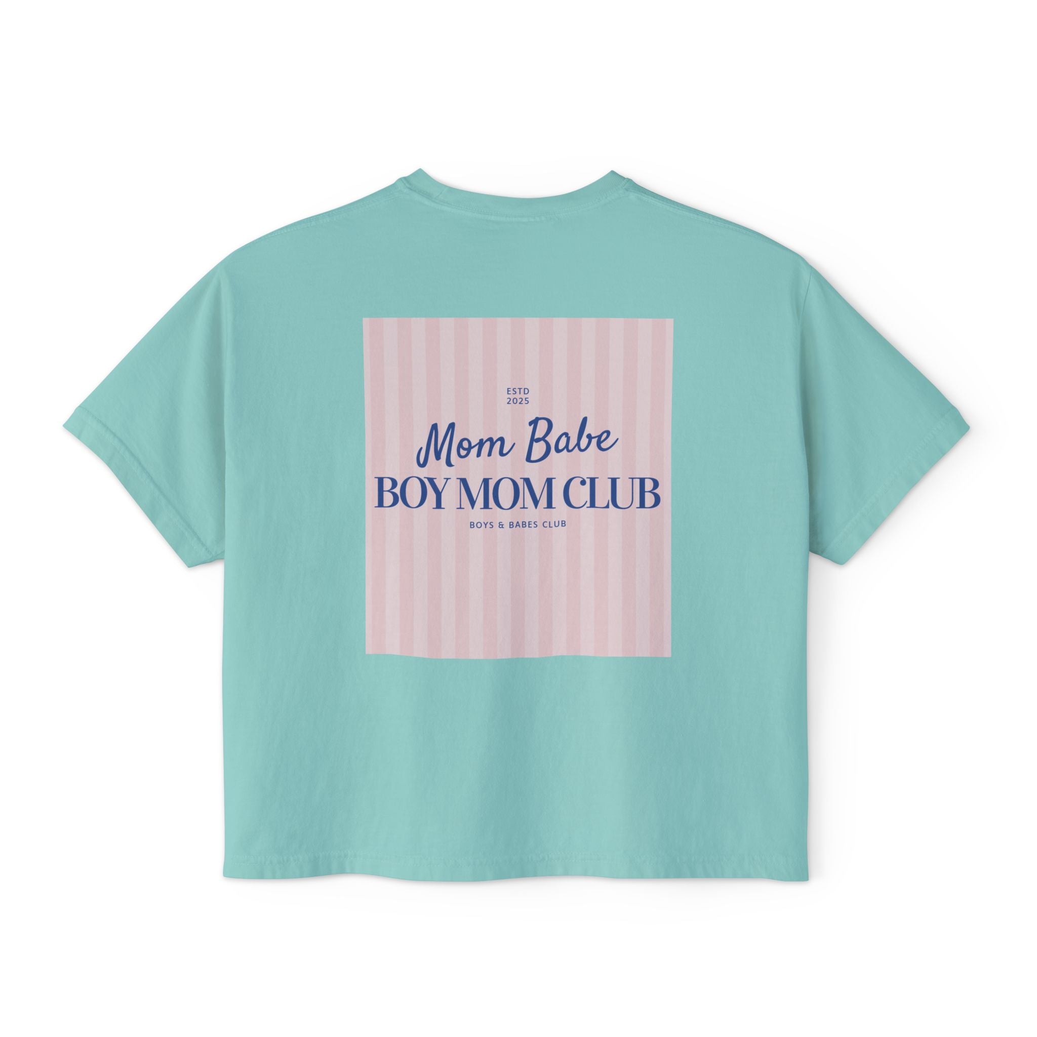 Mom Babe Boy Mom Club - Striped Graphic Tee