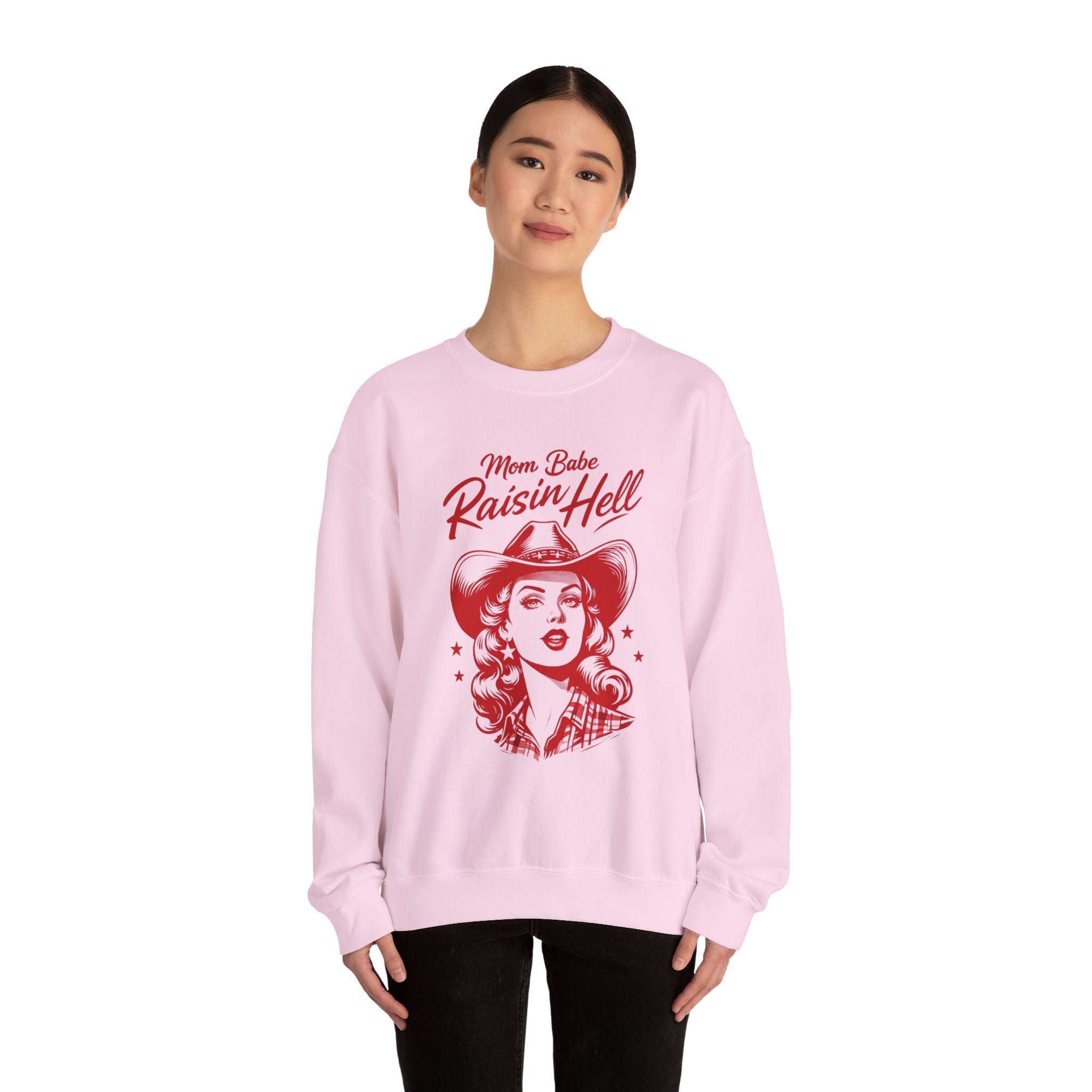 Mom Babe Raisin’ Hell - Cowgirl Graphic Sweatshirt