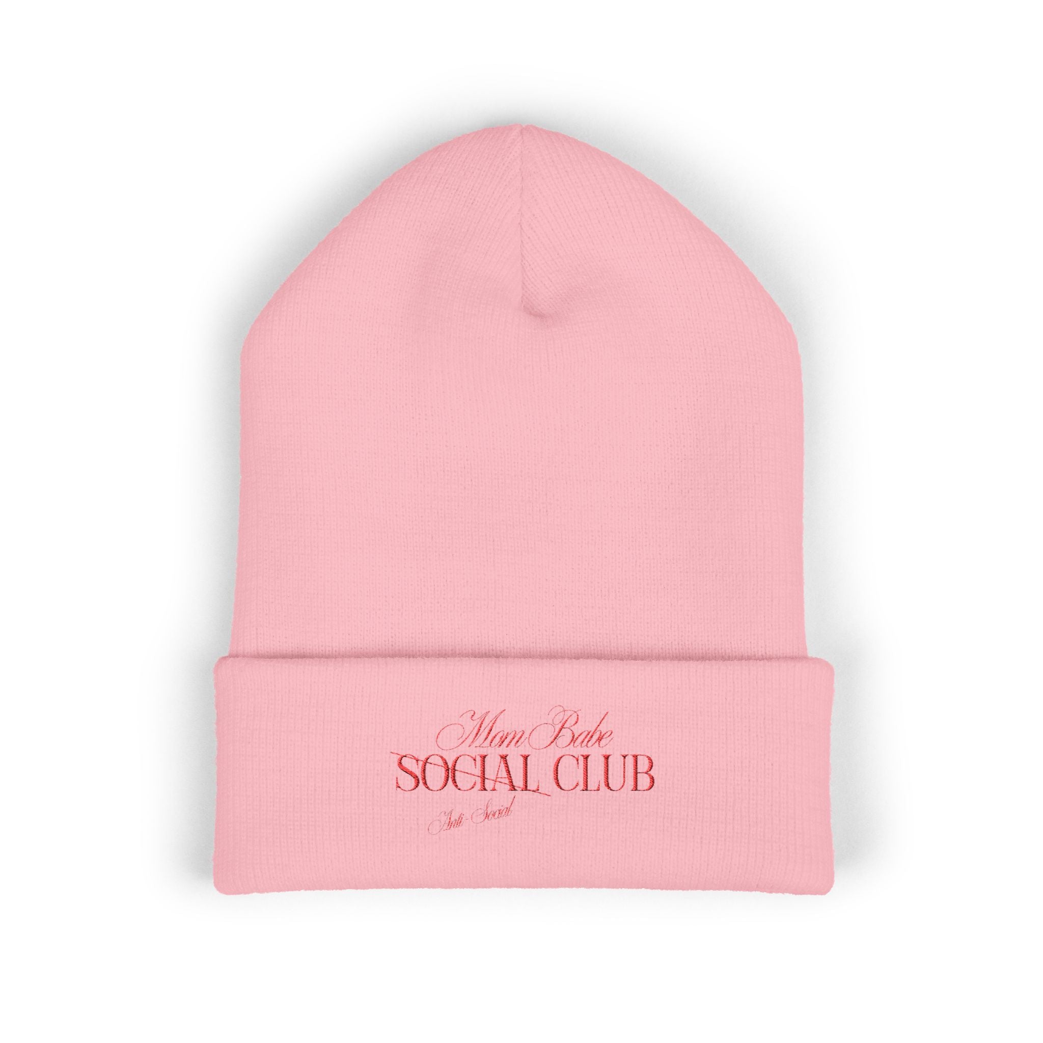 Mom Babe Anti-Social Club Beanie - Red Embroidery
