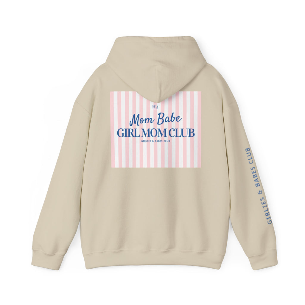 Mom Babe Girl Mom Club - Striped Graphic Hoodie