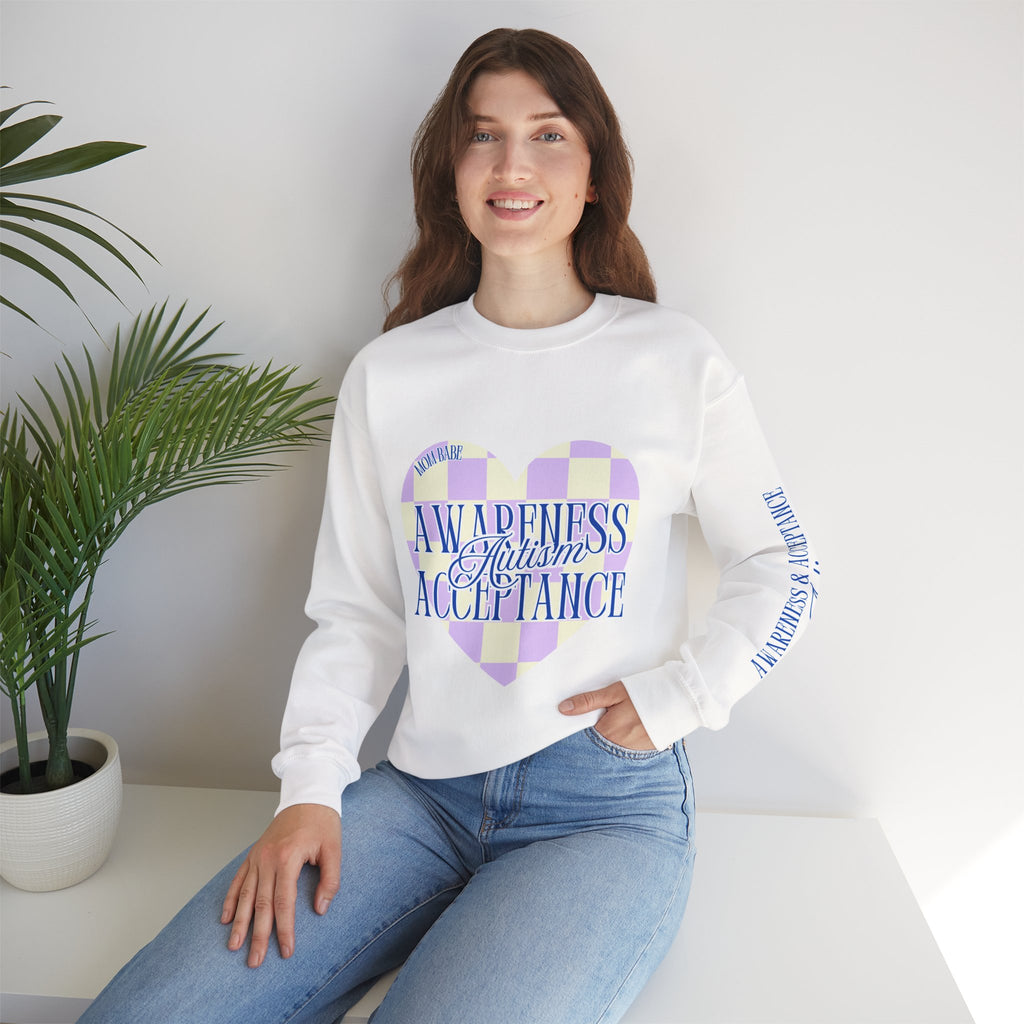 Autism Awareness and Acceptance — Checkered Heart Sweatshirt