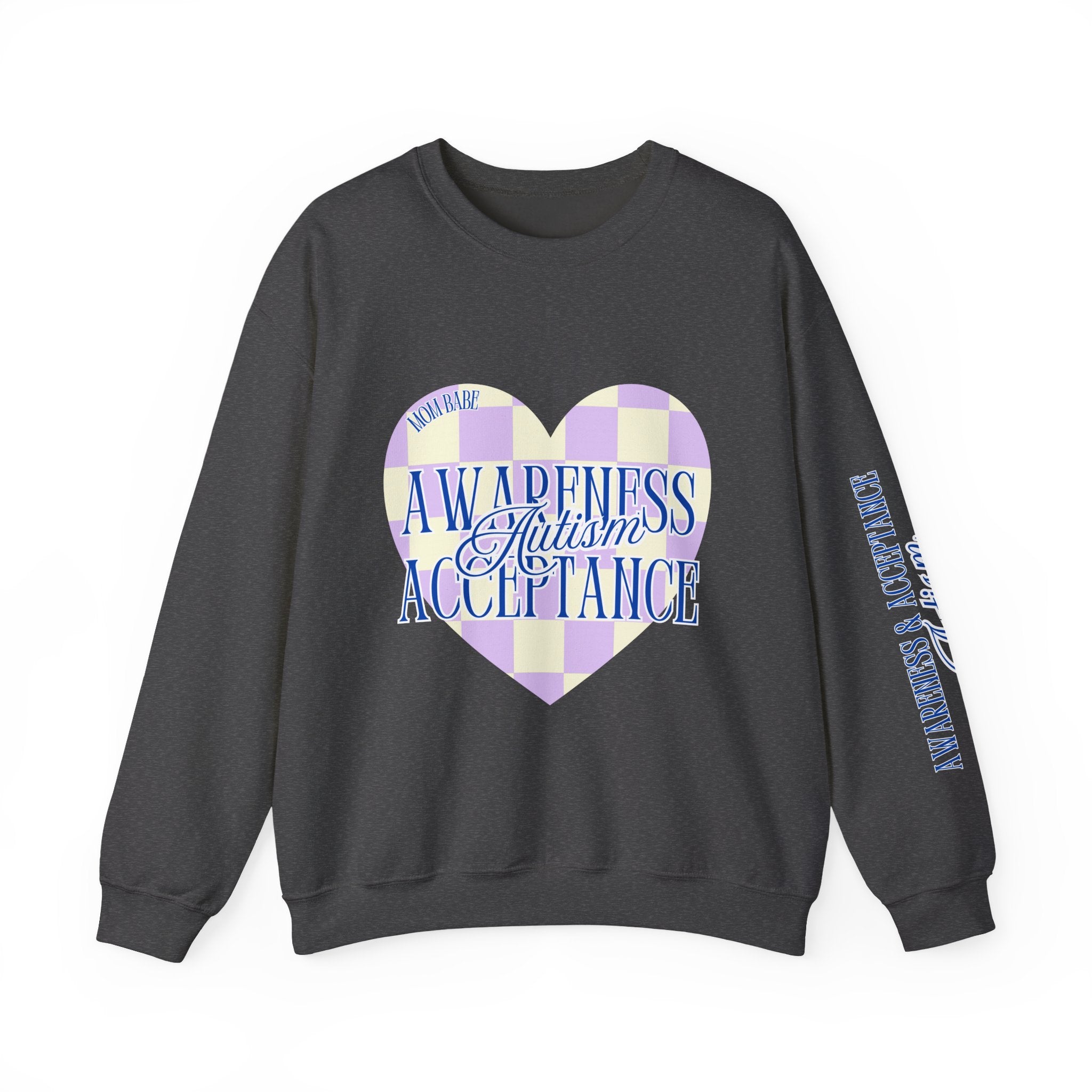 Autism Awareness and Acceptance — Checkered Heart Sweatshirt