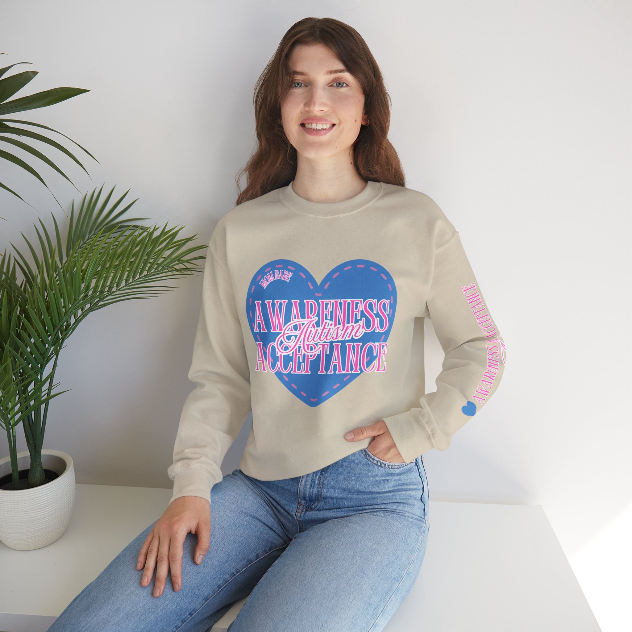 Autism Awareness and Acceptance — Stitched Heart Sweatshirt