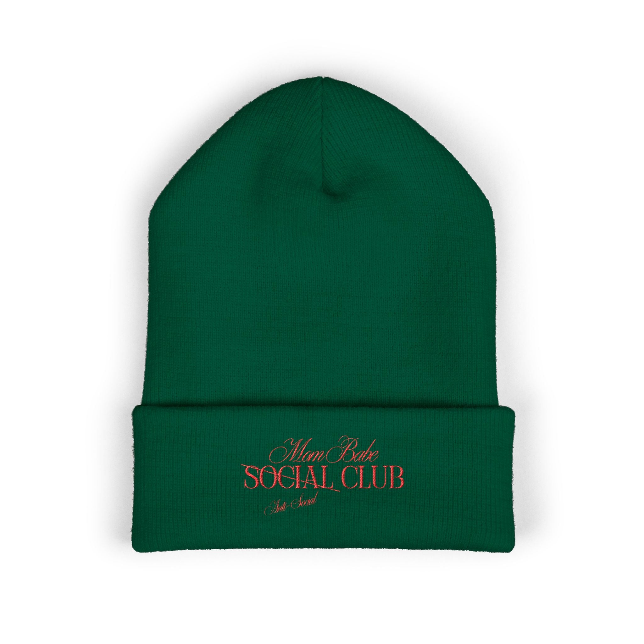 Mom Babe Anti-Social Club Beanie - Red Embroidery
