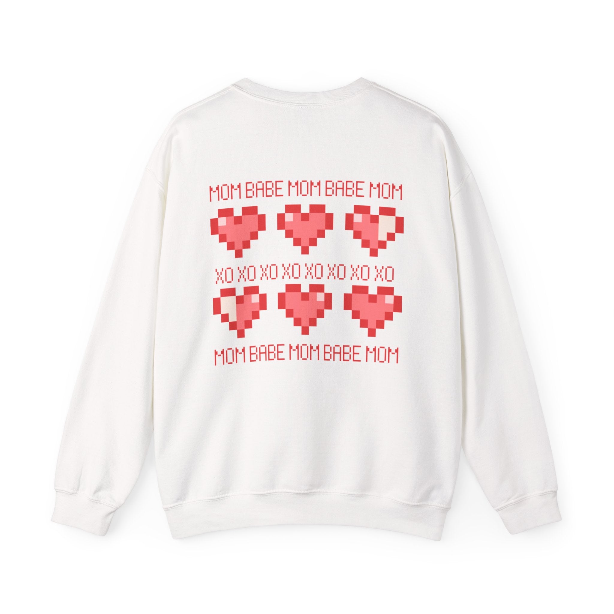 Mom Babe XOXO - Pixel Heart Graphic Sweatshirt