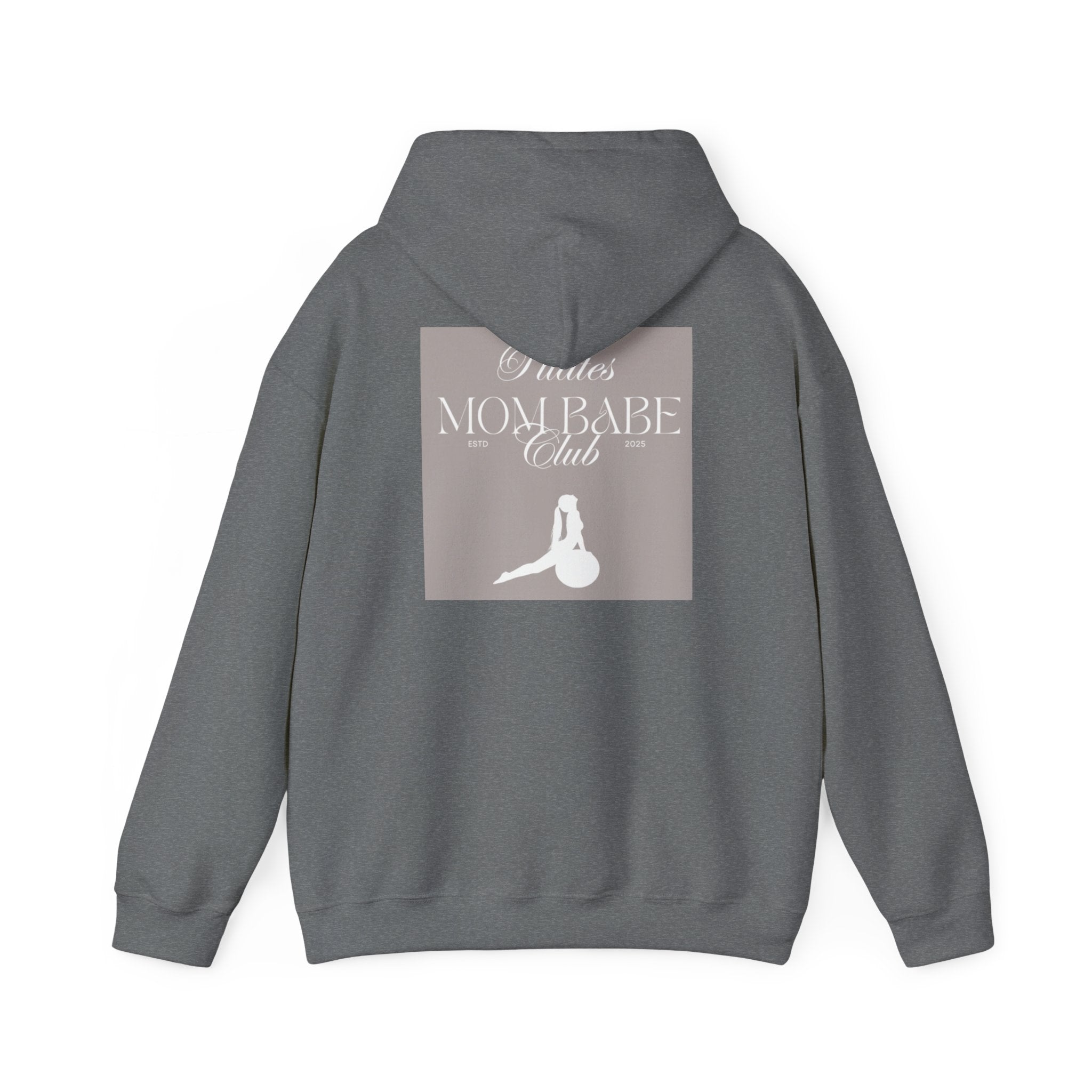 Pilates Mom Babe Club — Workout Graphic Hoodie (White Print)