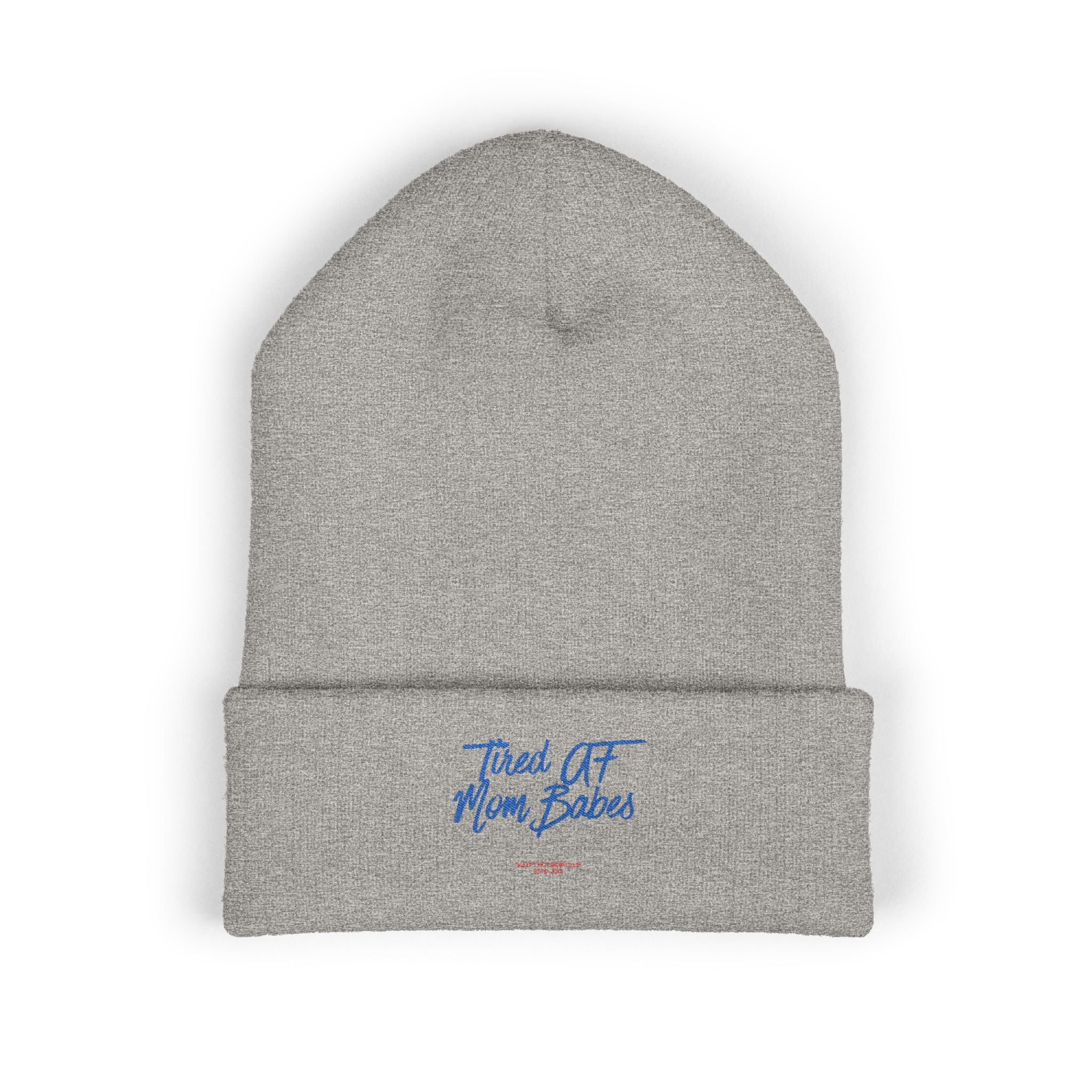 Tired AF Mom Babes Beanie - Blue and Red Embroidery