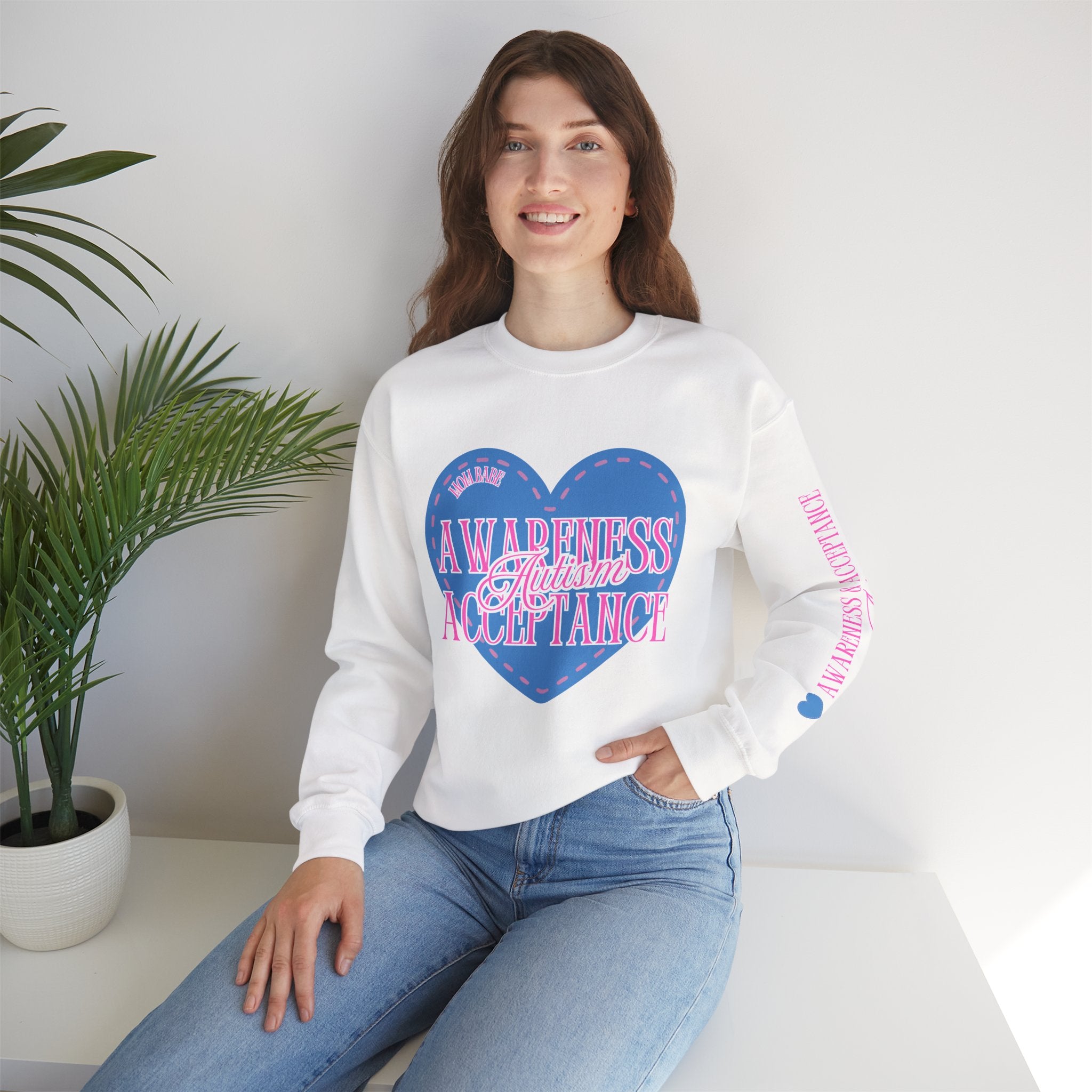 Autism Awareness and Acceptance — Stitched Heart Sweatshirt