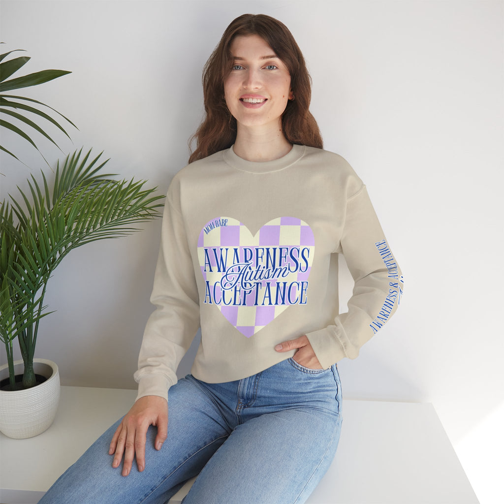 Autism Awareness and Acceptance — Checkered Heart Sweatshirt