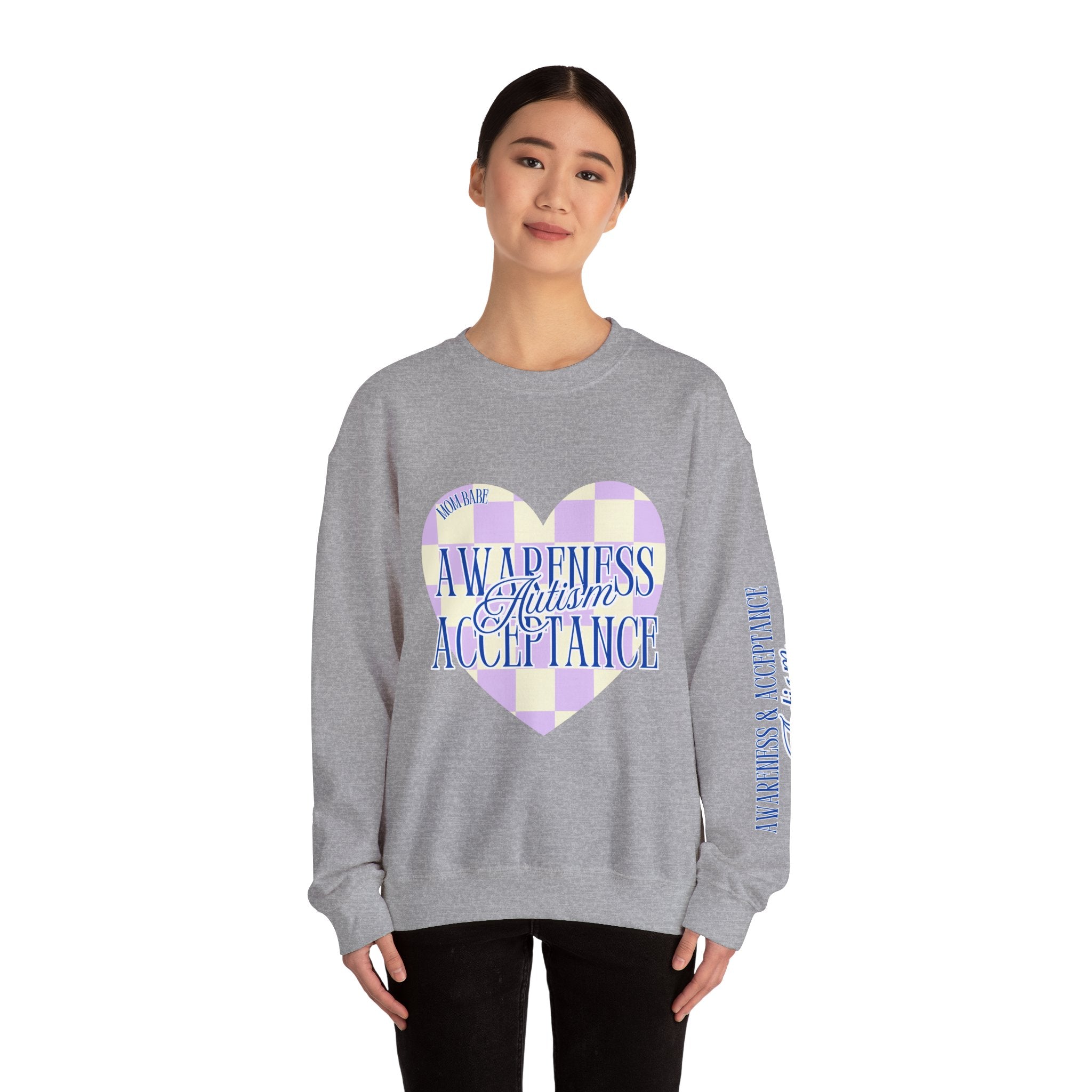 Autism Awareness and Acceptance — Checkered Heart Sweatshirt