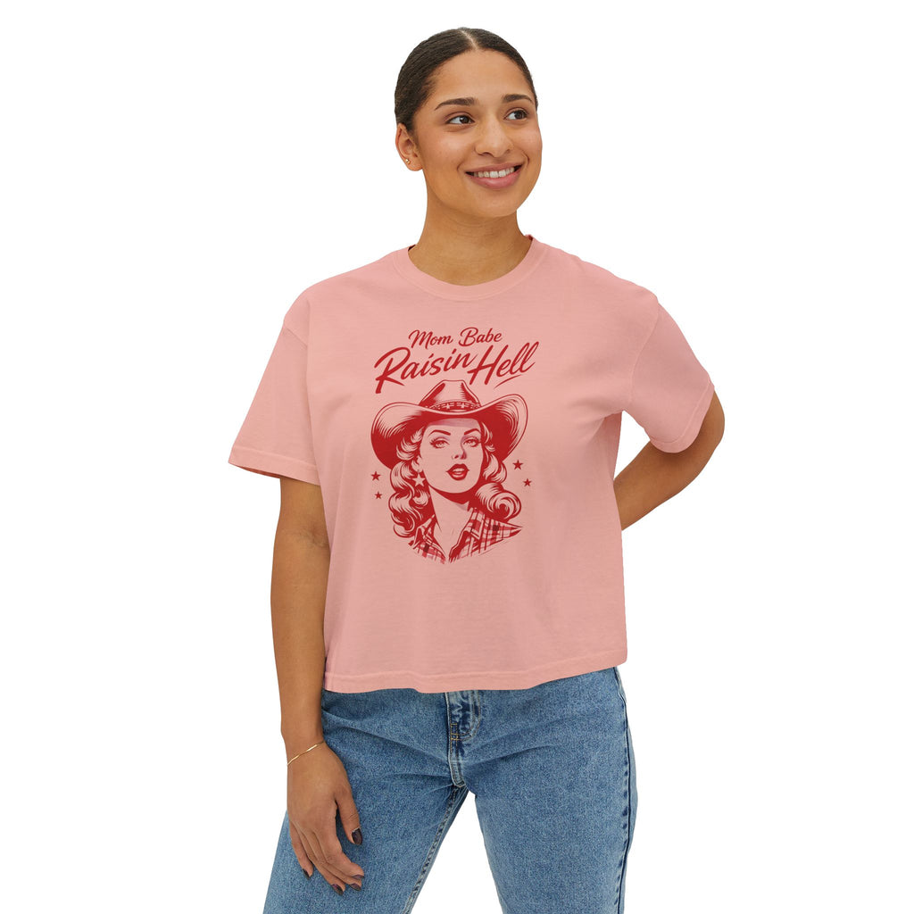 Mom Babe Raisin’ Hell - Cowgirl Graphic Tee