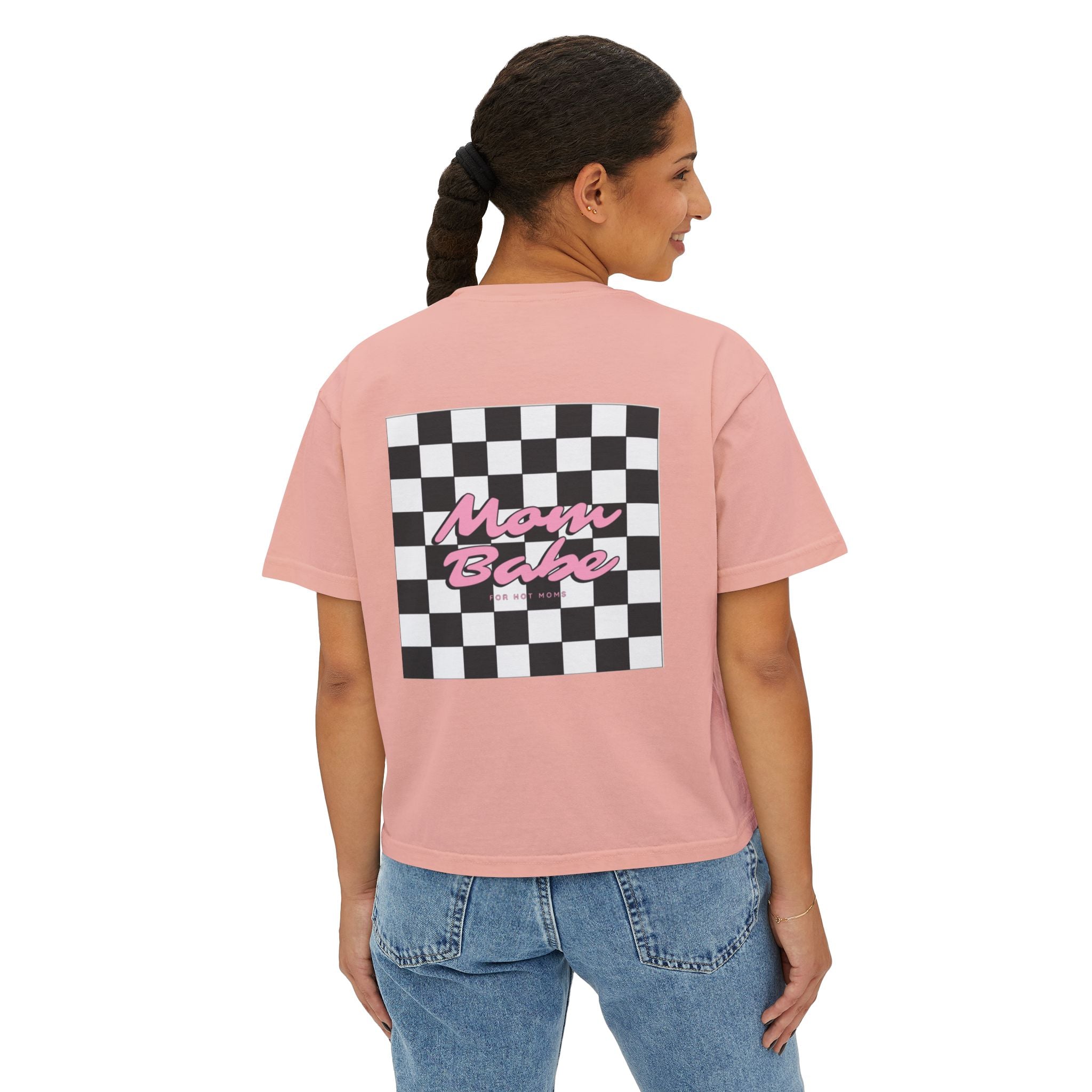 Mom Babe For Hot Moms - Checkered Graphic Tee