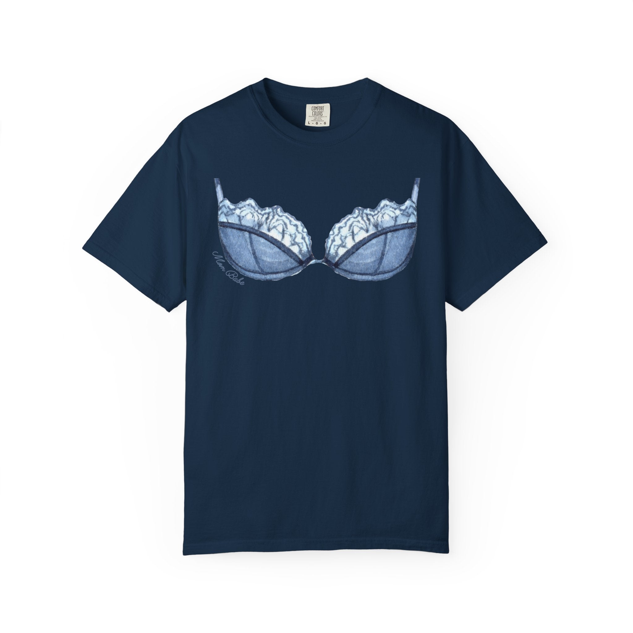 MILF Mom Babe - Lace Bra Tee Blue