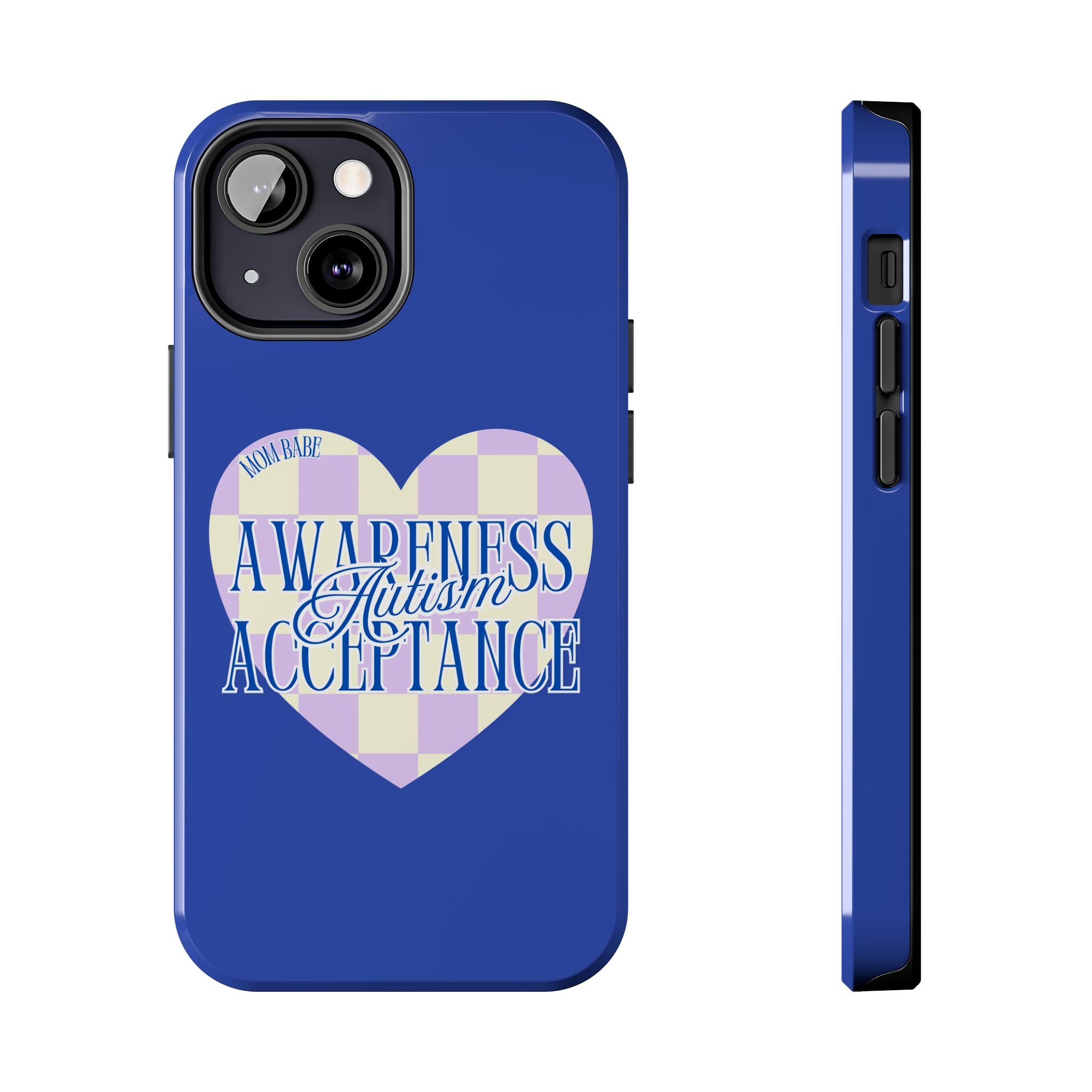 Autism Awareness and Acceptance — Checkered Heart Phone Case