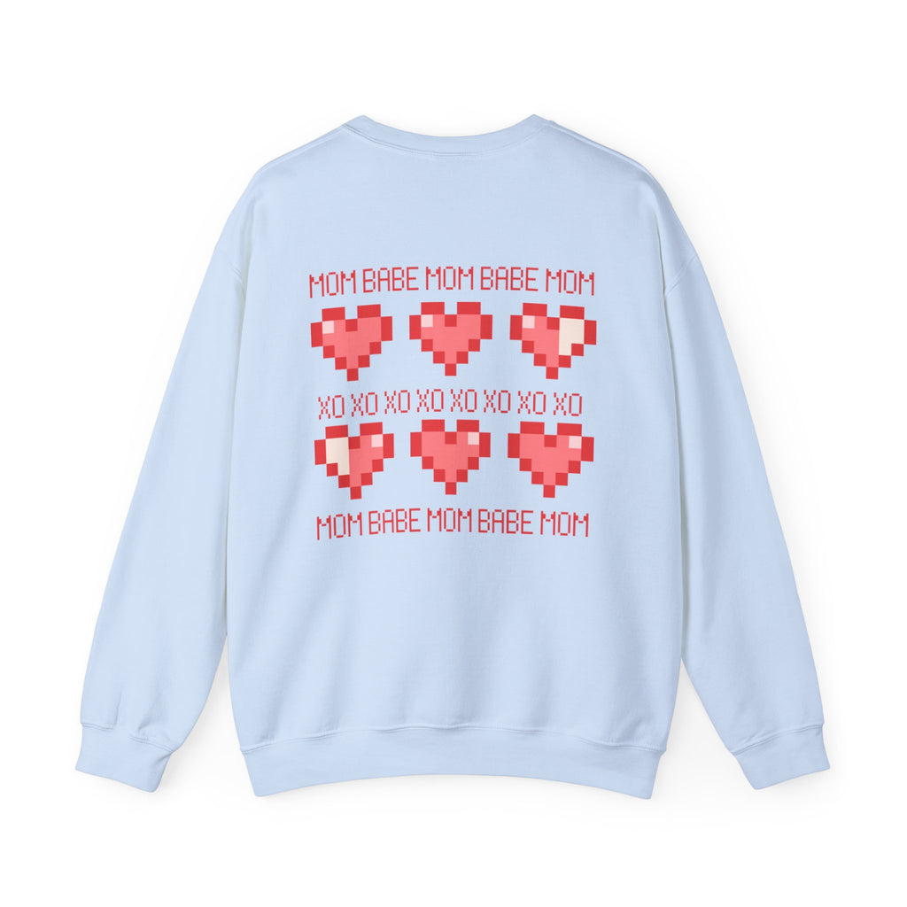 Mom Babe XOXO - Pixel Heart Graphic Sweatshirt