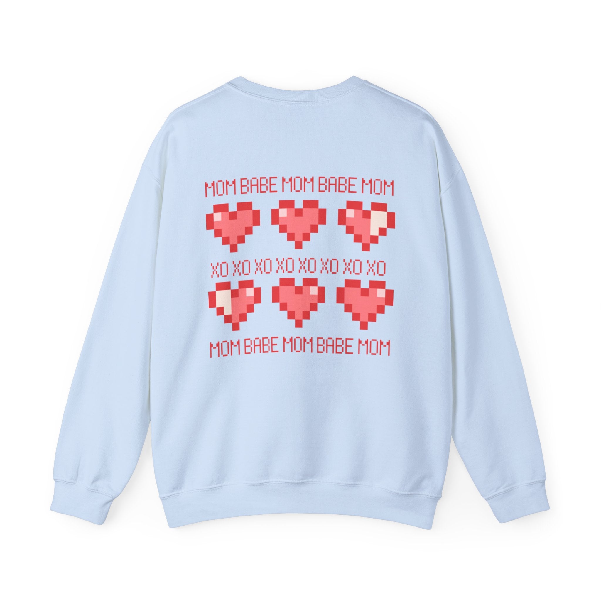 Mom Babe XOXO - Pixel Heart Graphic Sweatshirt