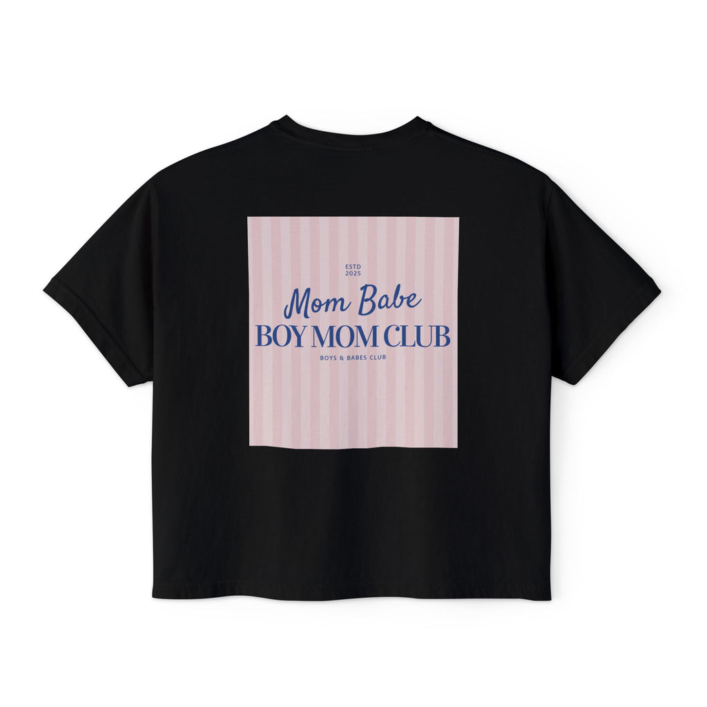 Mom Babe Boy Mom Club - Striped Graphic Tee