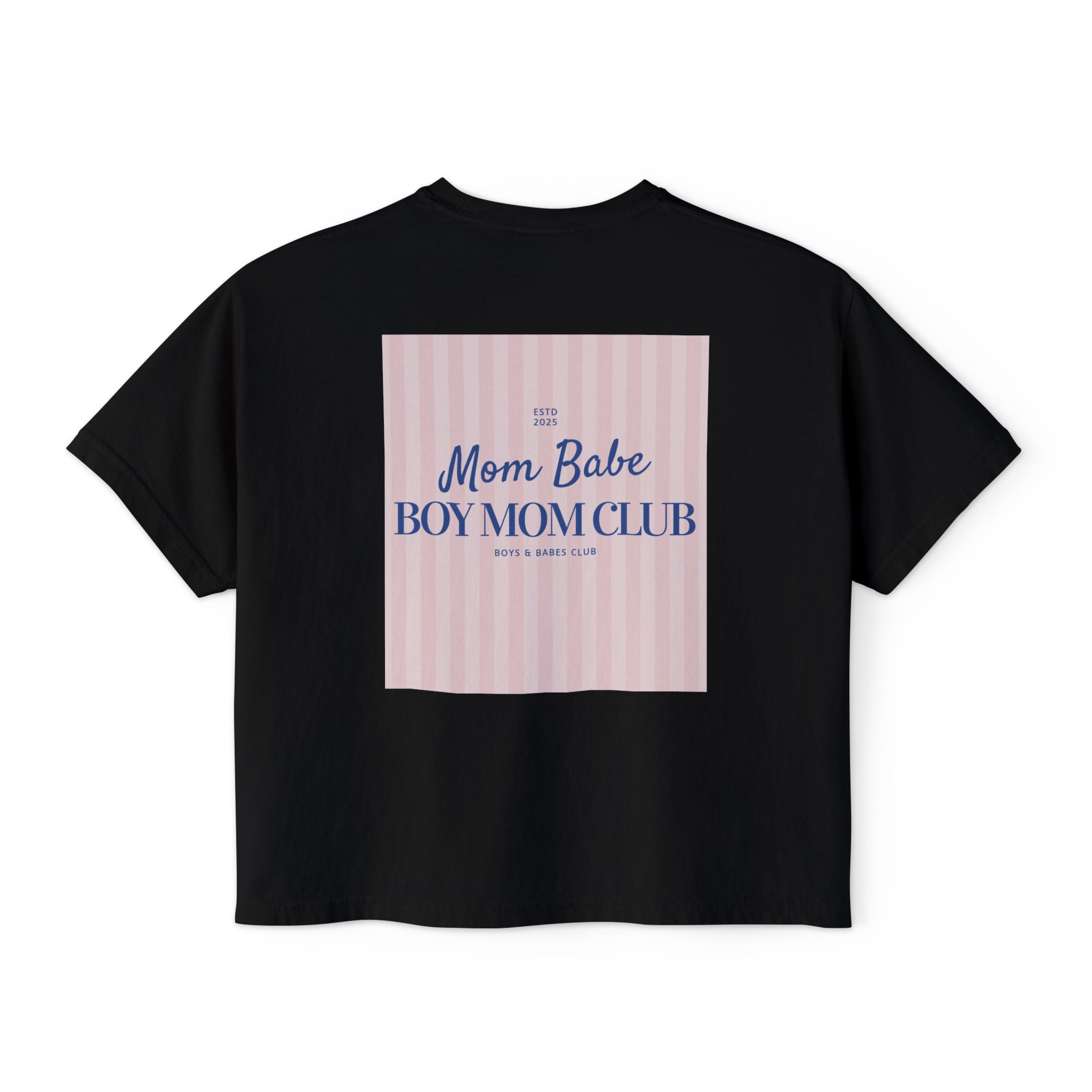 Mom Babe Boy Mom Club - Striped Graphic Tee