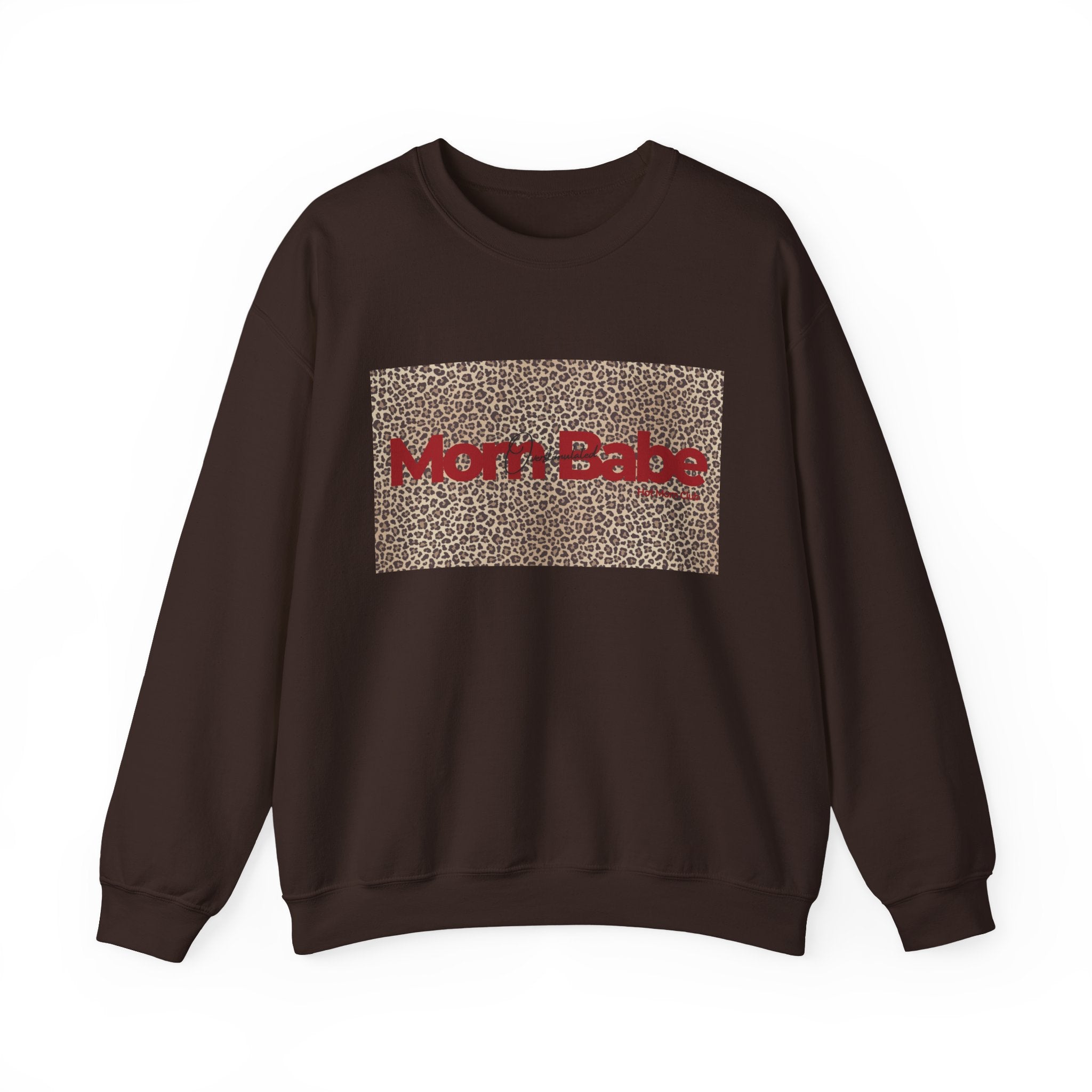 Overstimulated Mom Babe — Leopard Graphic Sweatshirt