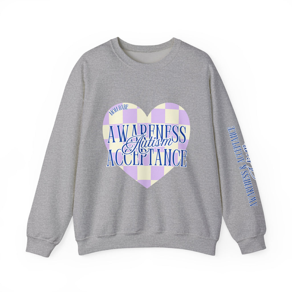 Autism Awareness and Acceptance — Checkered Heart Sweatshirt