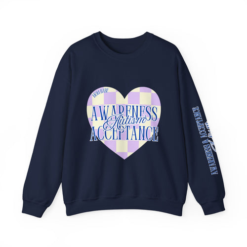 Autism Awareness and Acceptance — Checkered Heart Sweatshirt