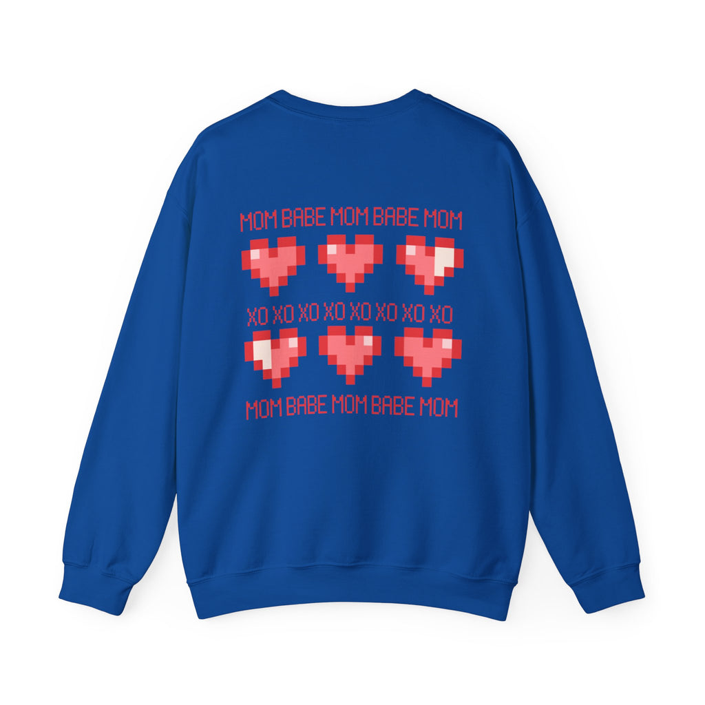 Mom Babe XOXO - Pixel Heart Graphic Sweatshirt