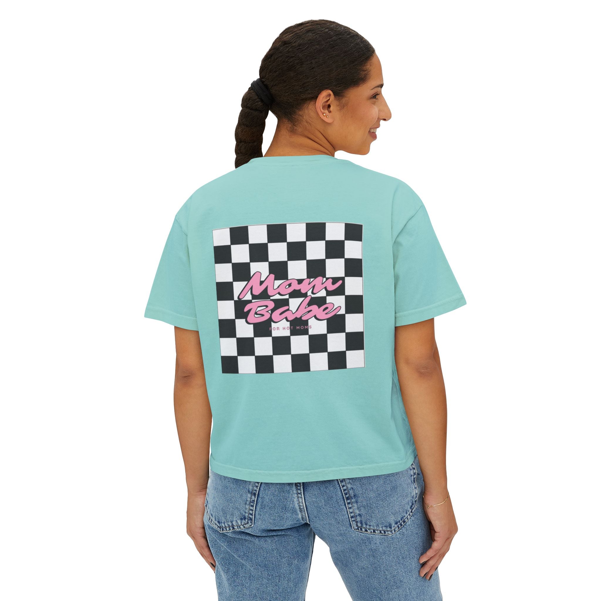 Mom Babe For Hot Moms - Checkered Graphic Tee