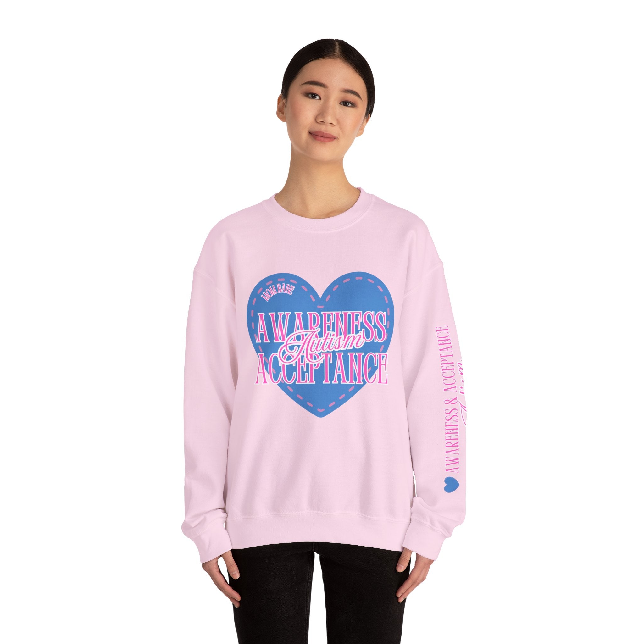 Autism Awareness and Acceptance — Stitched Heart Sweatshirt