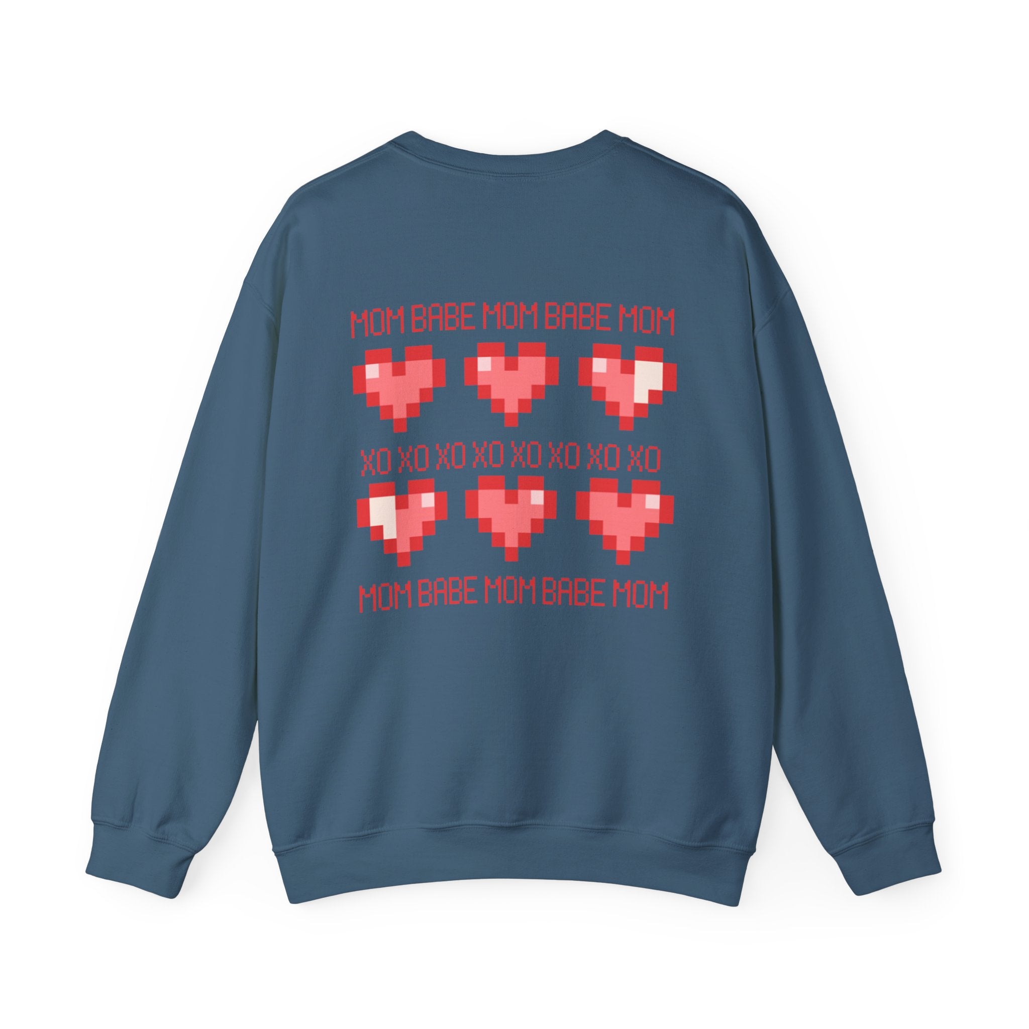 Mom Babe XOXO - Pixel Heart Graphic Sweatshirt