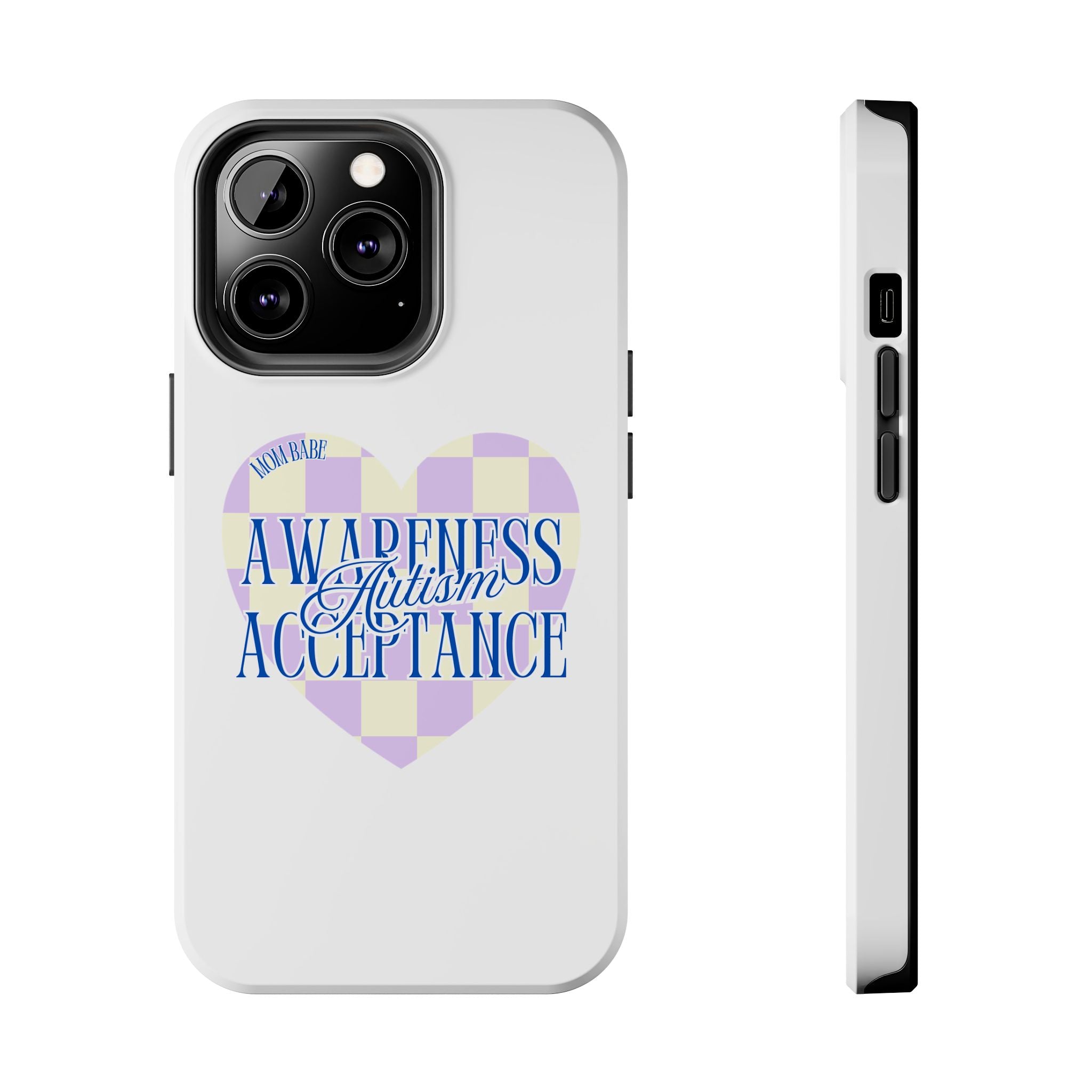 Autism Awareness and Acceptance — Checkered Heart Phone Case