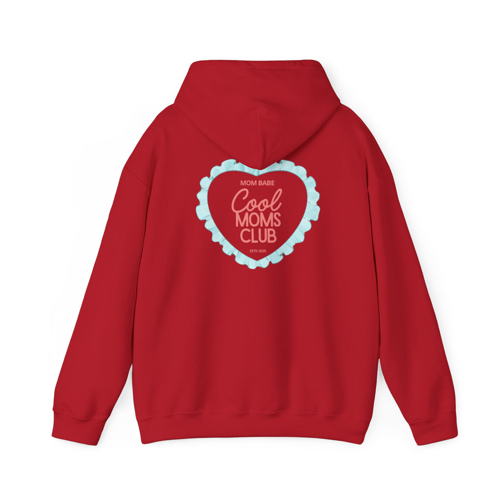 Mom Babe Cool Moms Club - Ruffled Heart Graphic Hoodie