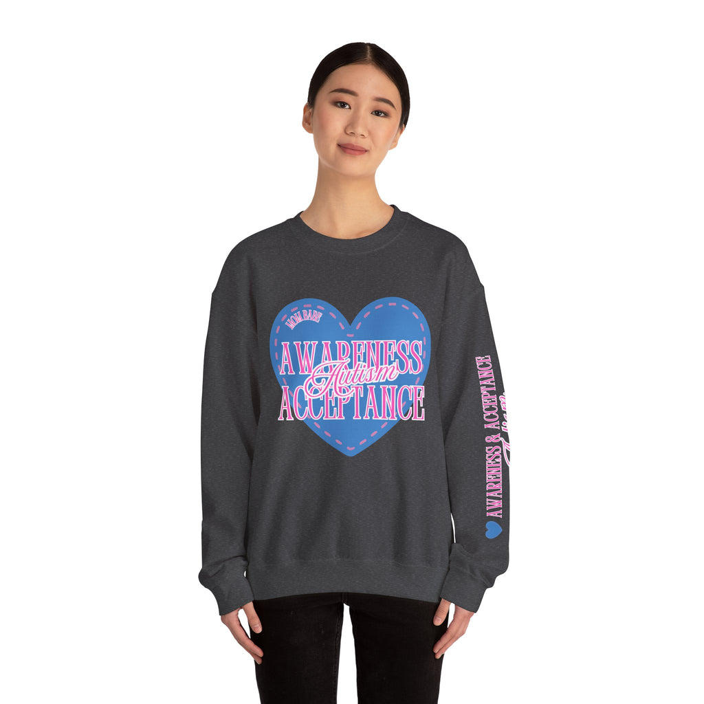 Autism Awareness and Acceptance — Stitched Heart Sweatshirt