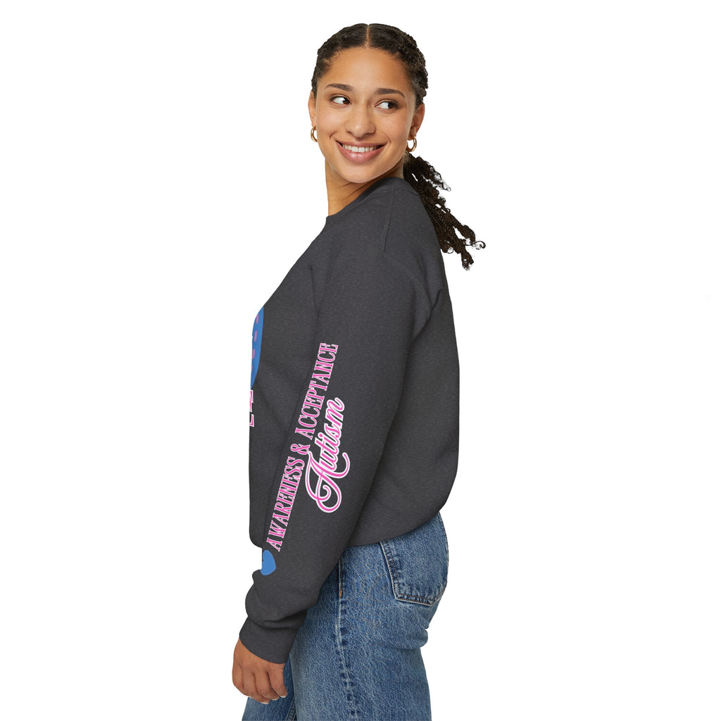 Autism Awareness and Acceptance — Stitched Heart Sweatshirt