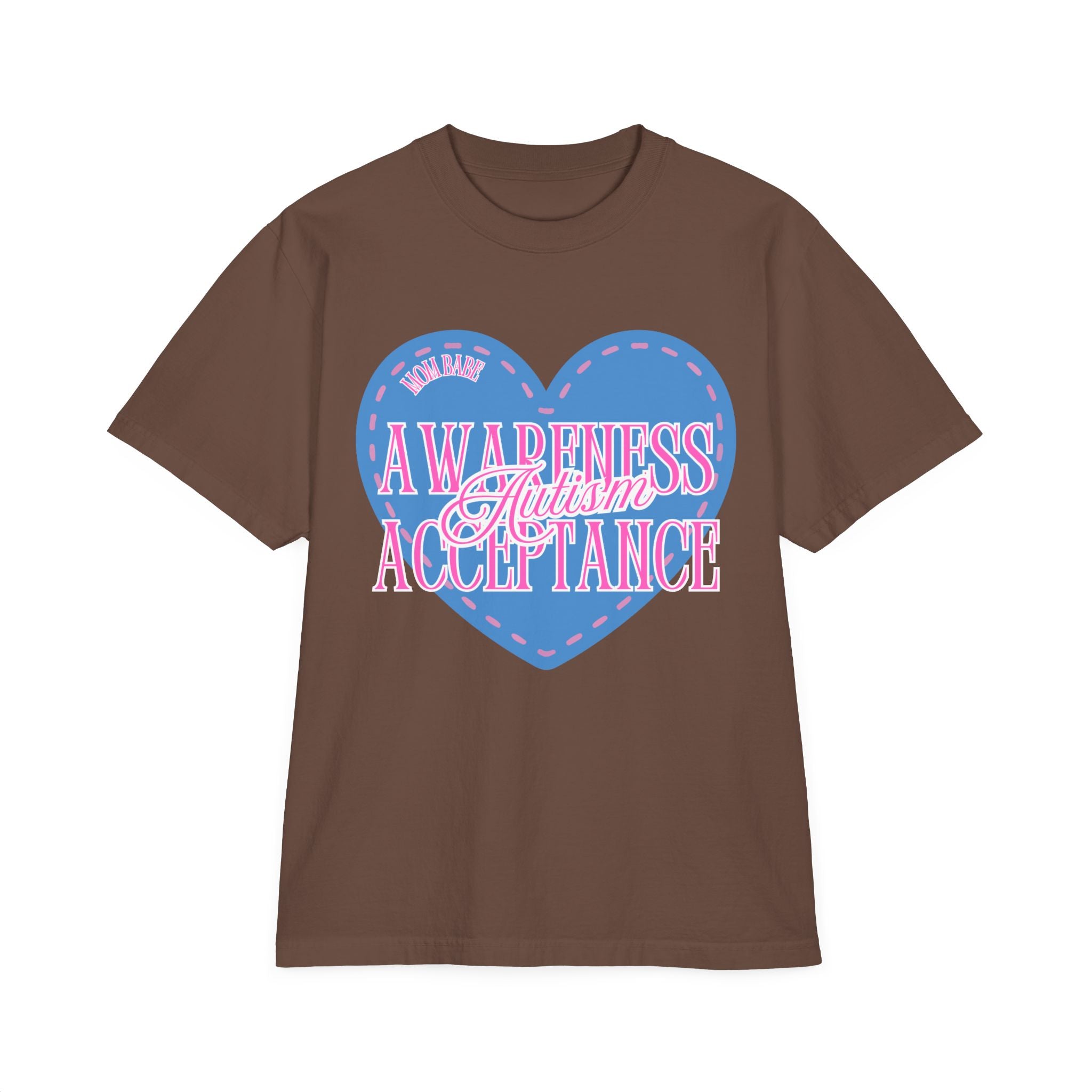 Autism Awareness and Acceptance — Stitched Heart Oversized Drop Sleeve Tee