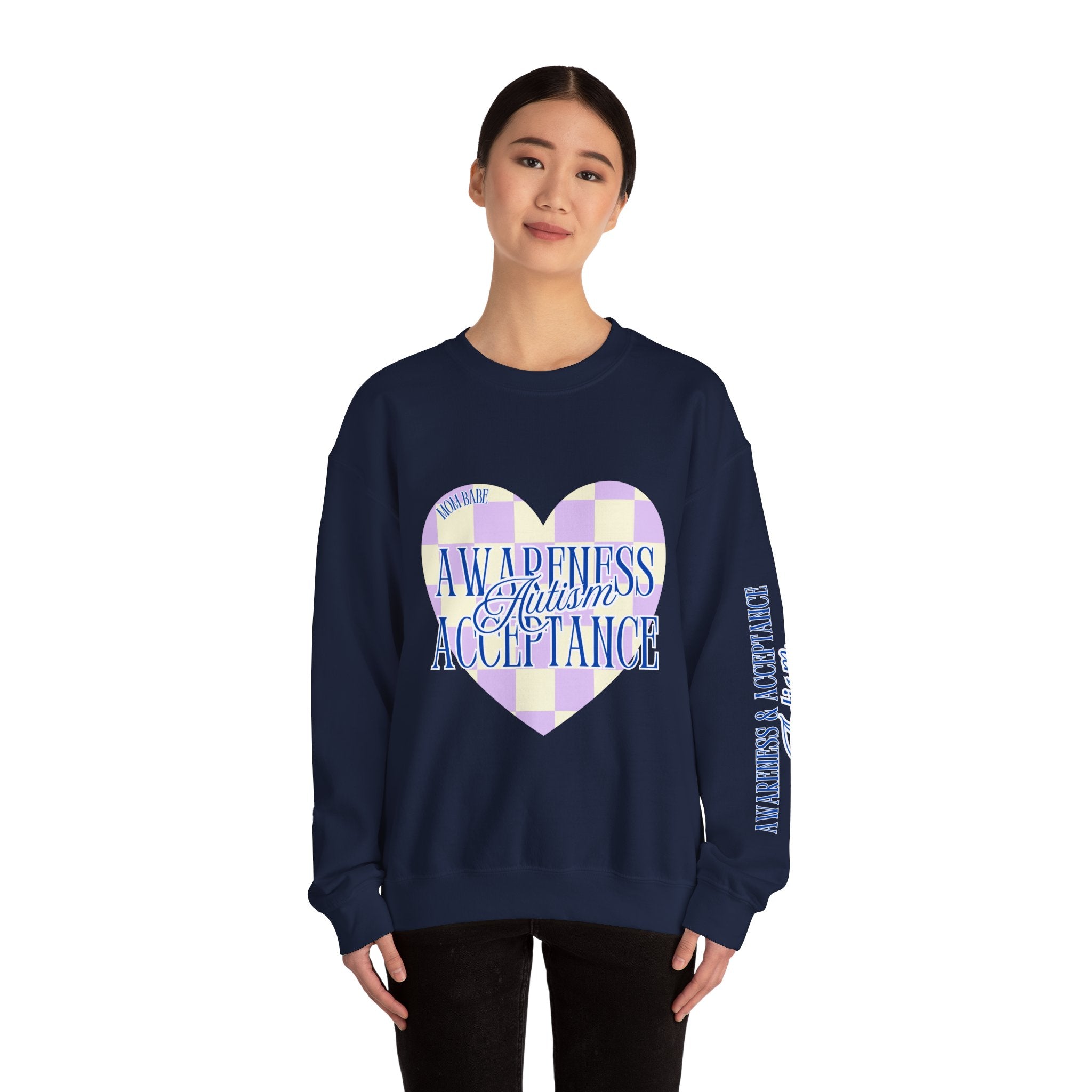 Autism Awareness and Acceptance — Checkered Heart Sweatshirt