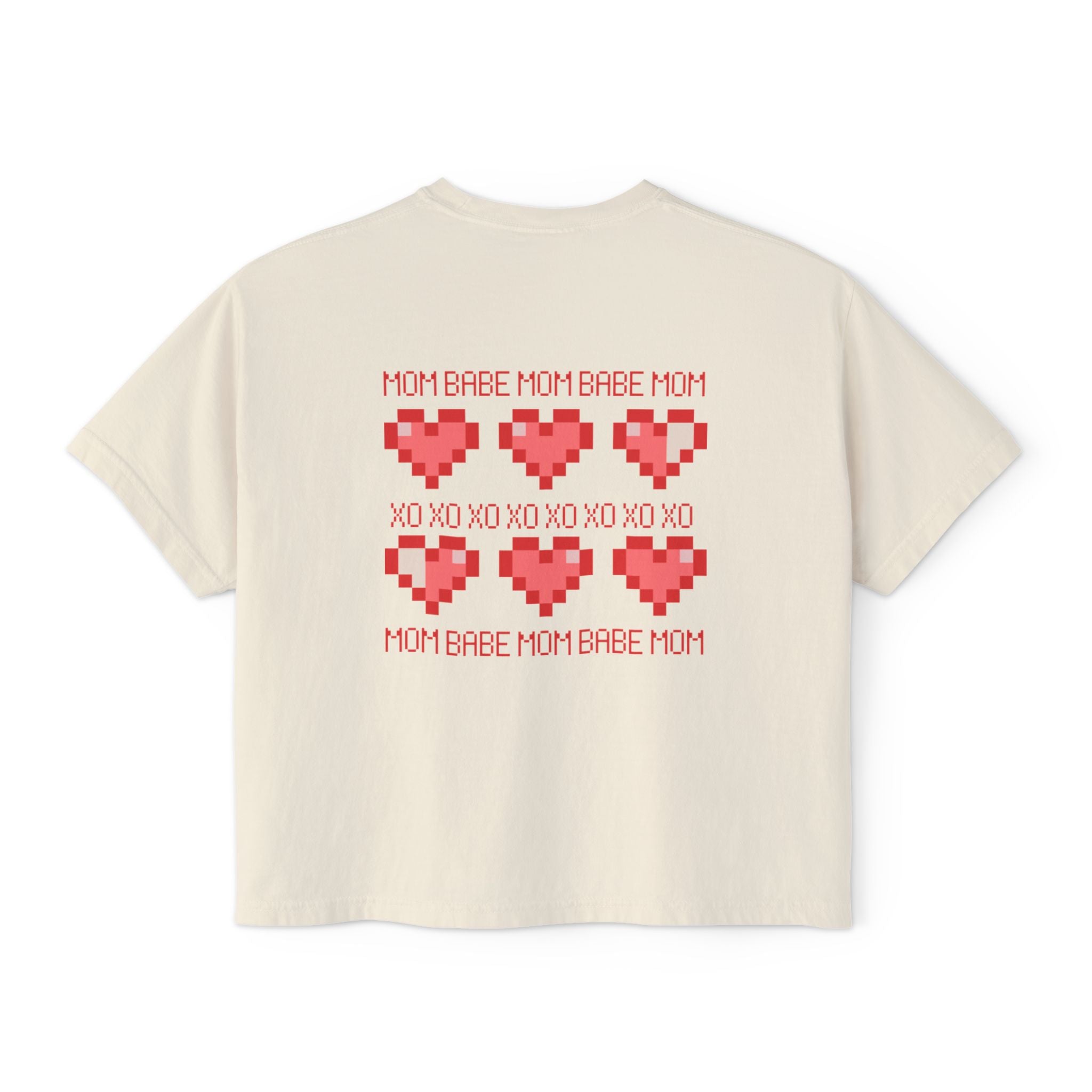 Mom Babe XOXO - Pixel Heart Graphic Tee