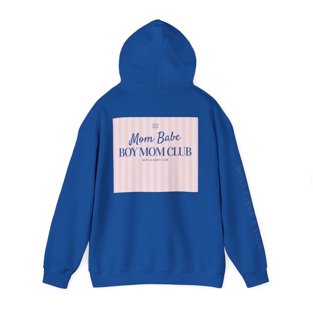 Mom Babe Boy Mom Club - Striped Graphic Hoodie