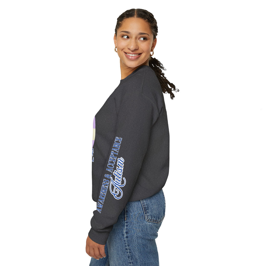 Autism Awareness and Acceptance — Checkered Heart Sweatshirt