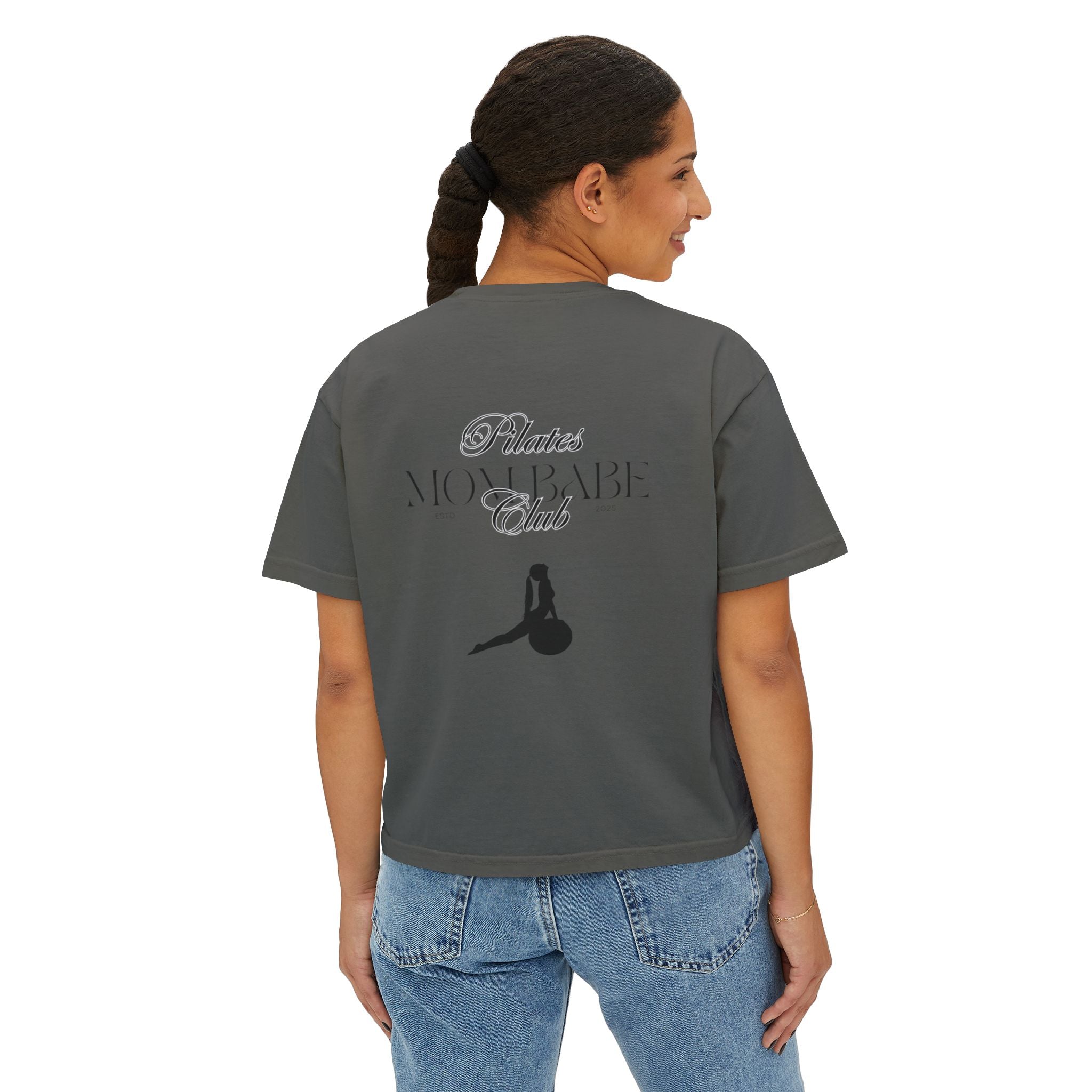 Pilates Mom Babe Club — Workout Graphic Tee (Black Print)