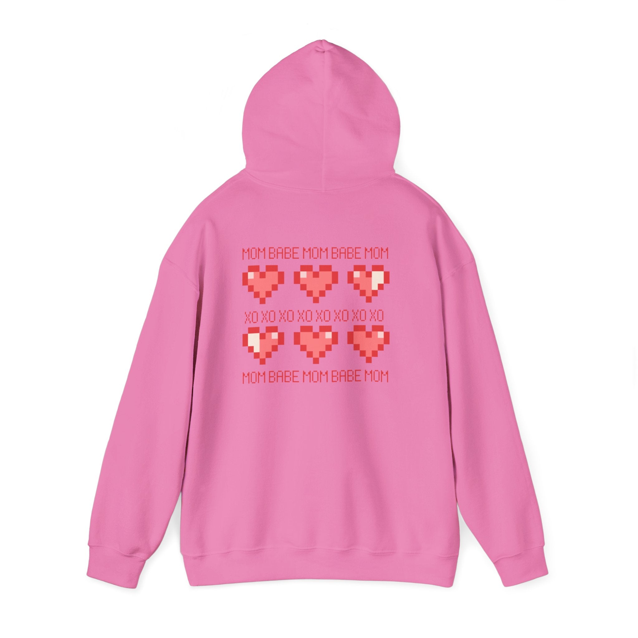 Mom Babe XOXO - Pixel Heart Graphic Hoodie