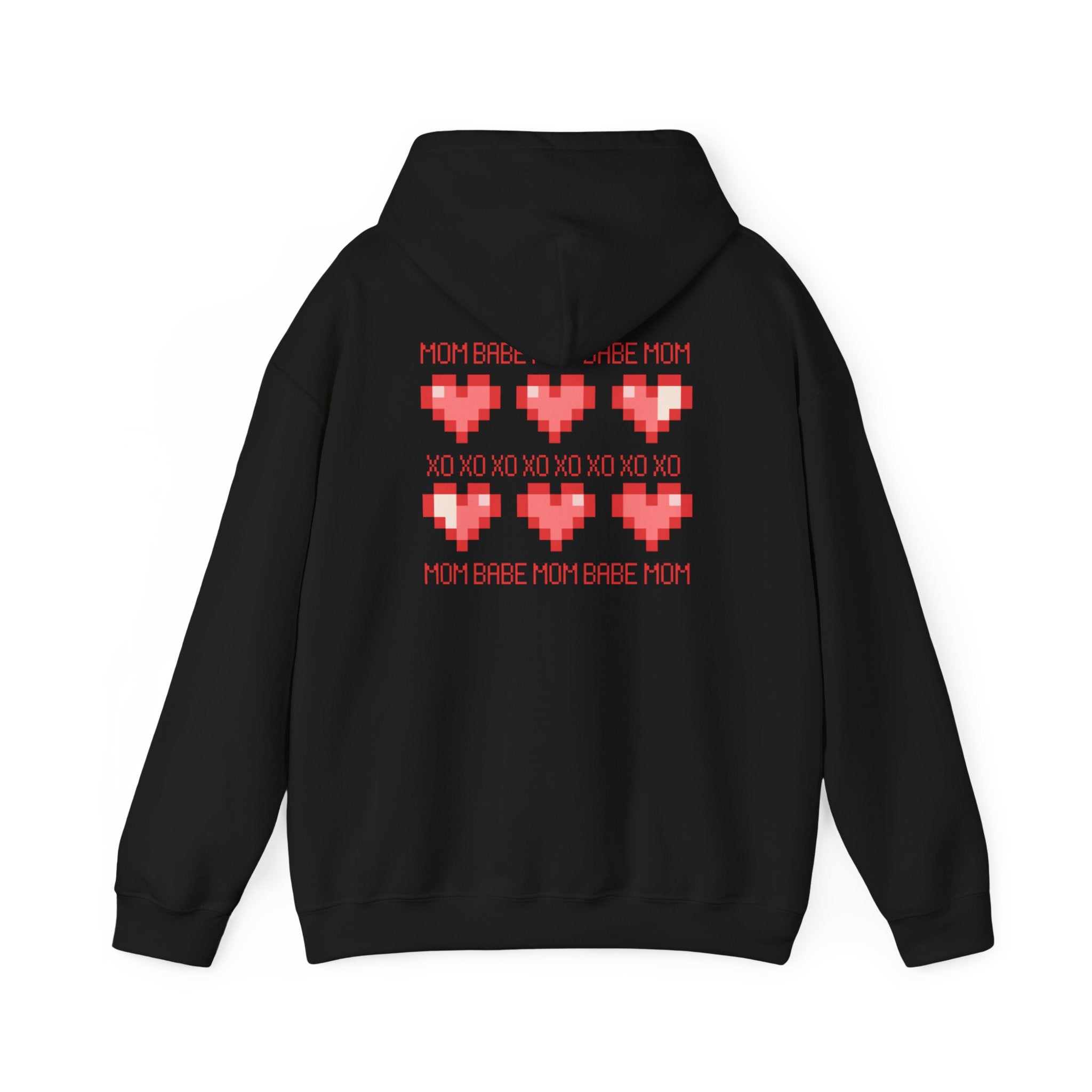 Mom Babe XOXO - Pixel Heart Graphic Hoodie