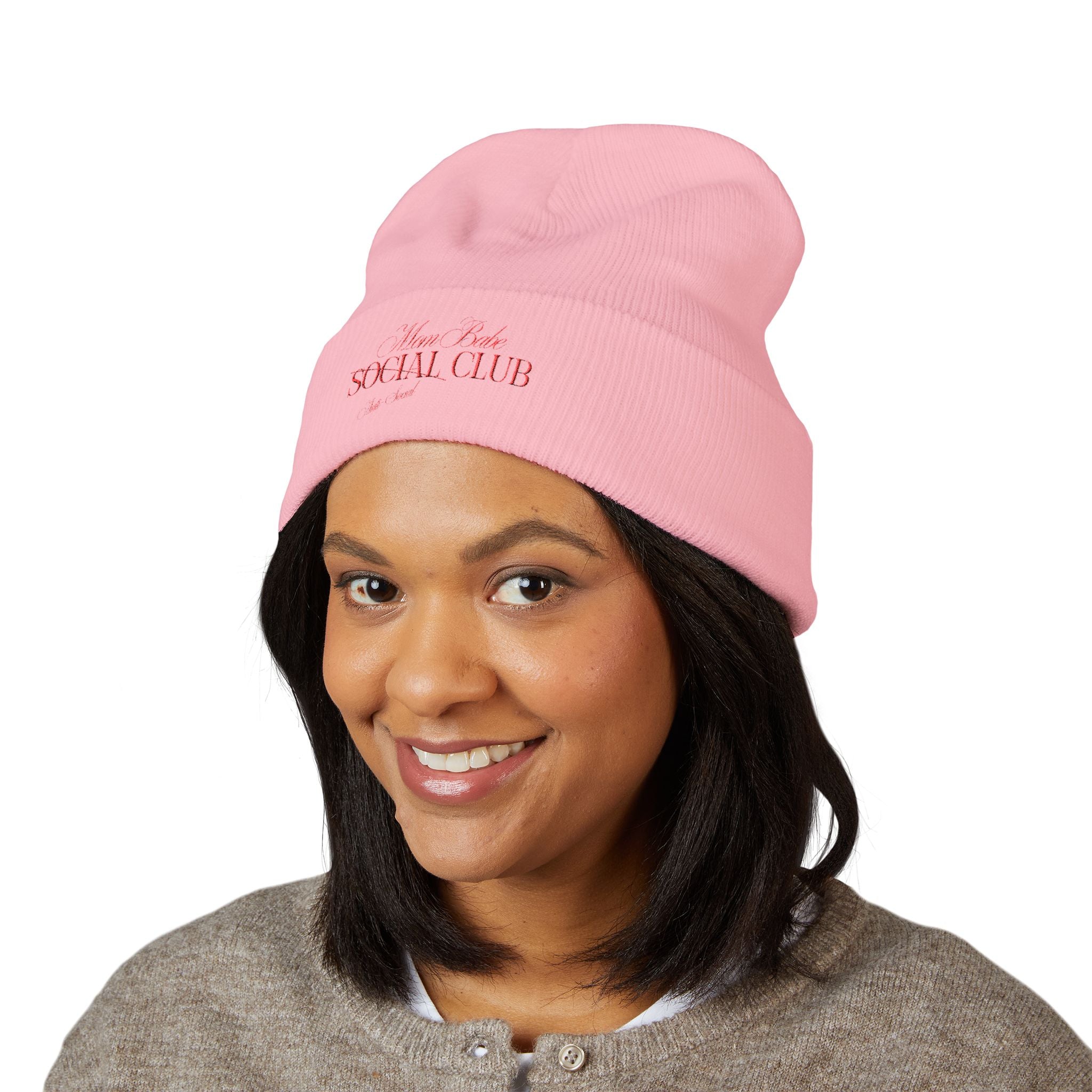 Mom Babe Anti-Social Club Beanie - Red Embroidery