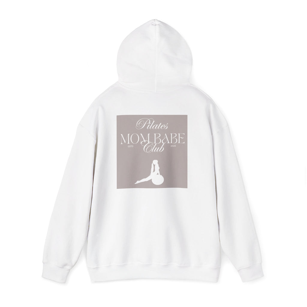 Pilates Mom Babe Club — Workout Graphic Hoodie (White Print)