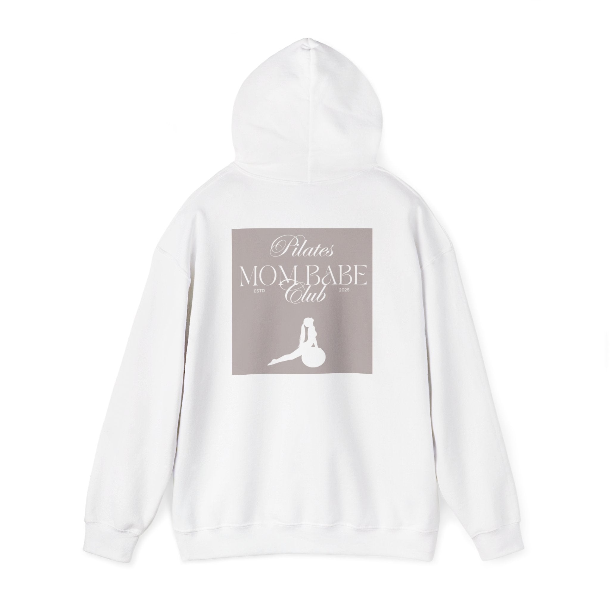 Pilates Mom Babe Club — Workout Graphic Hoodie (White Print)