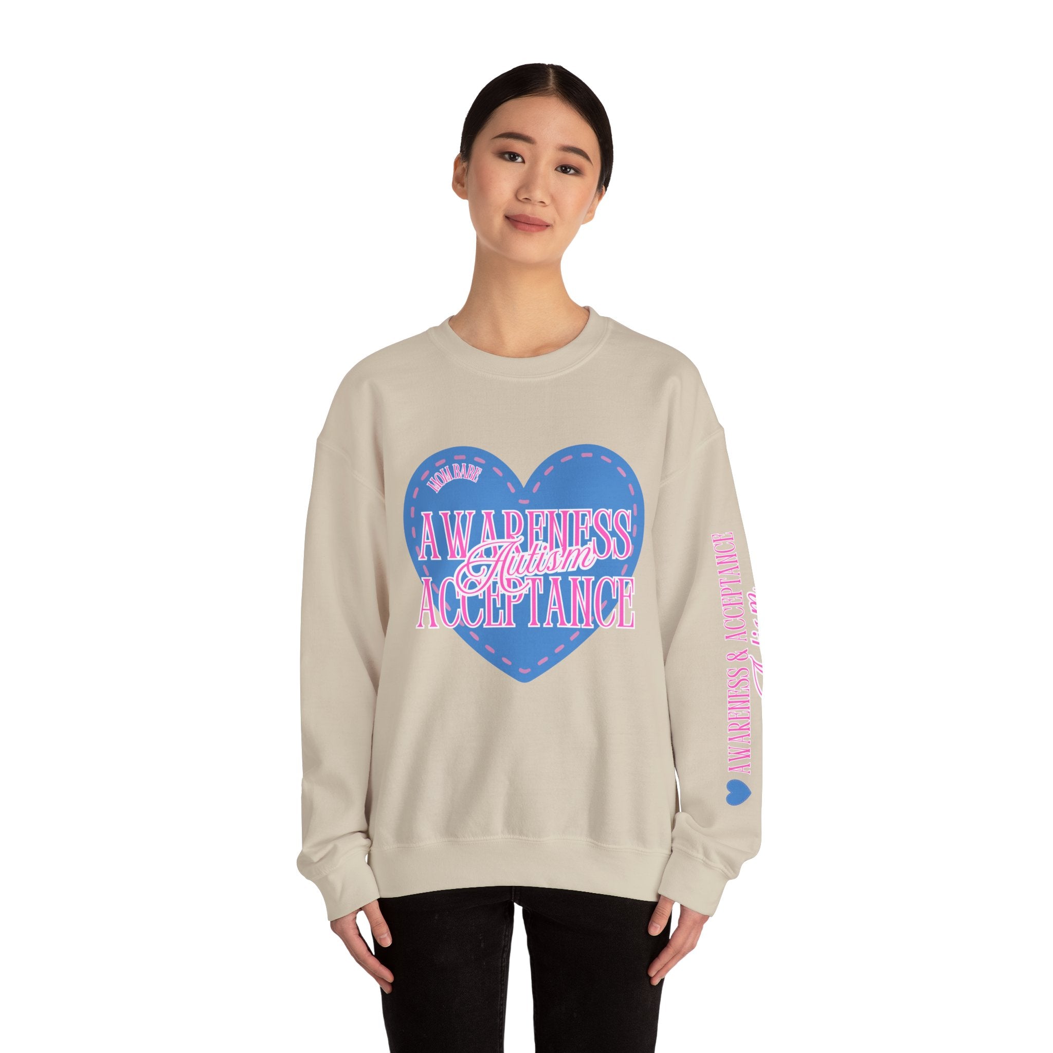 Autism Awareness and Acceptance — Stitched Heart Sweatshirt