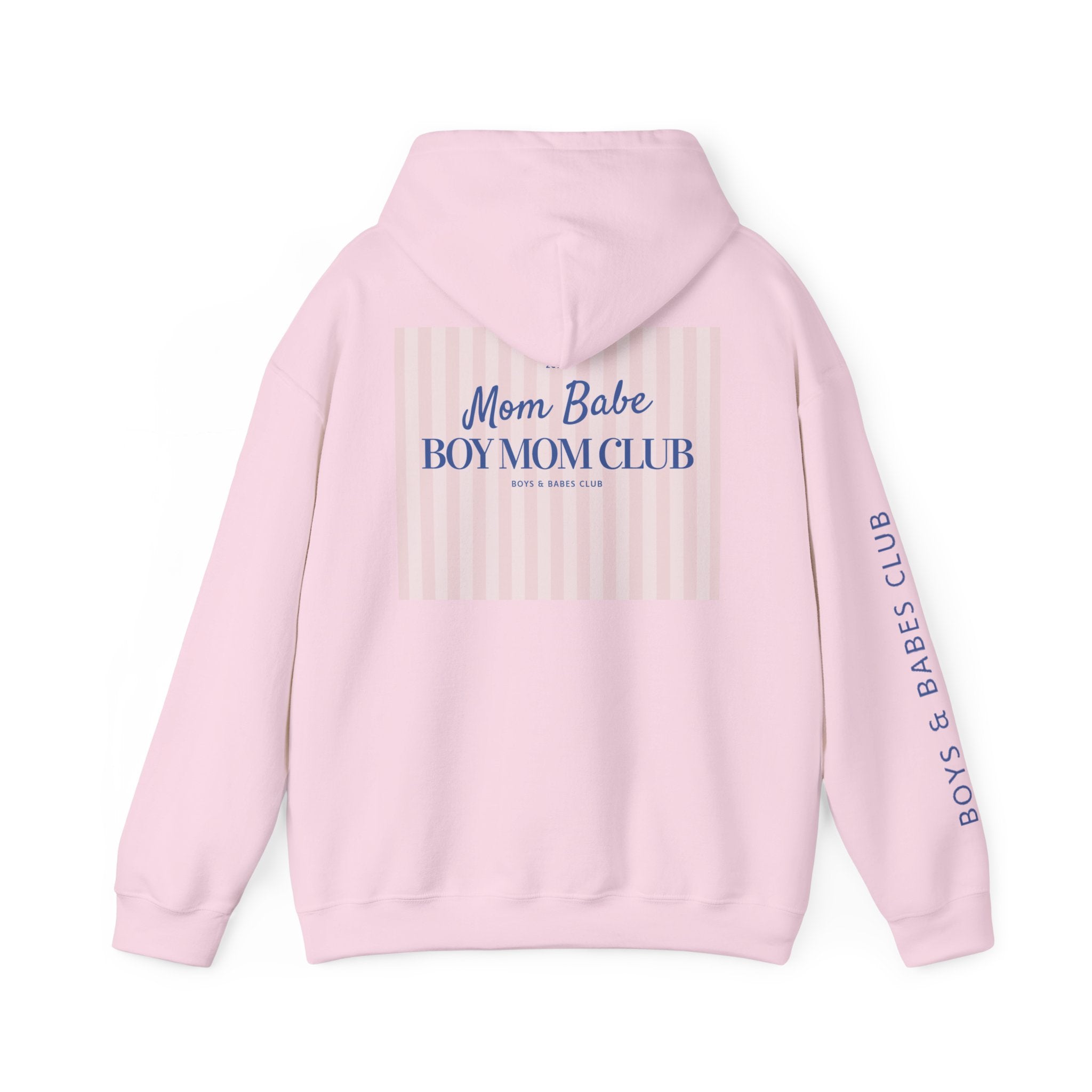 Mom Babe Boy Mom Club - Striped Graphic Hoodie