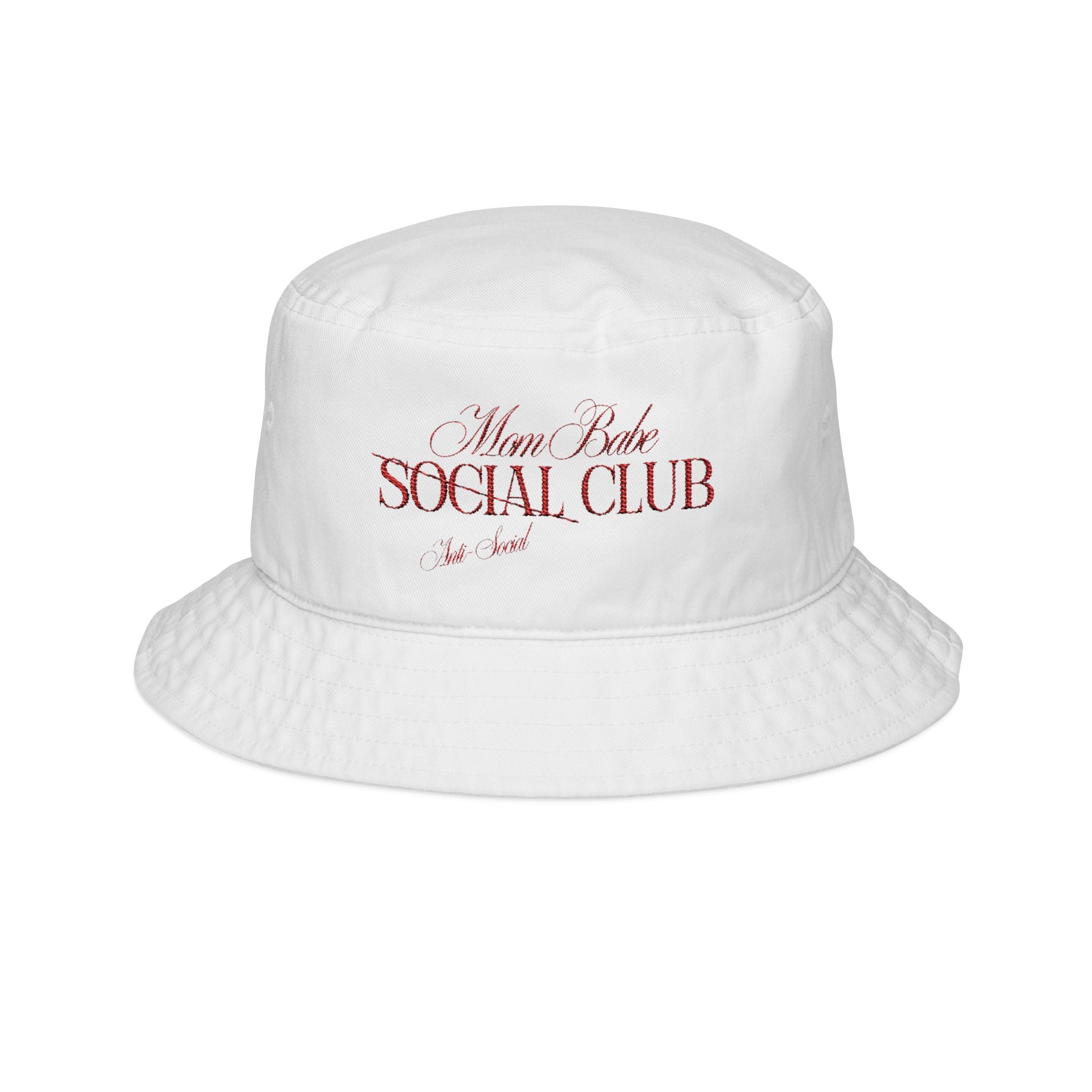 Mom Babe Anti-Social Club Bucket Hat - Red Embroidery
