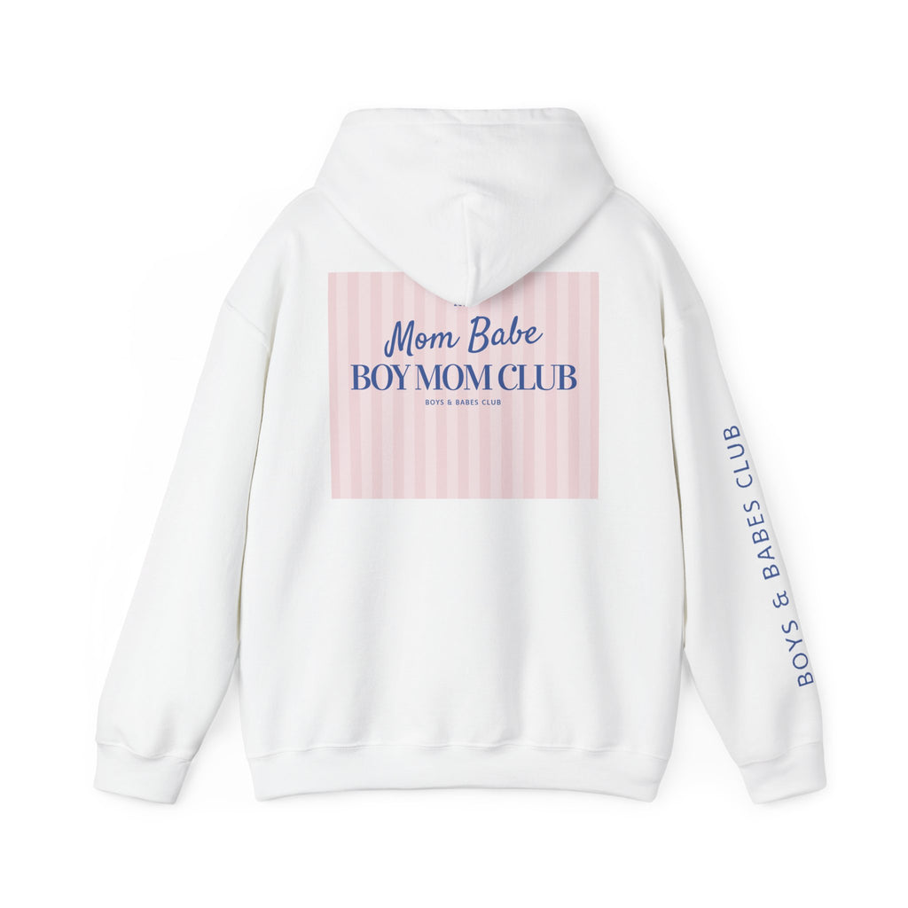 Mom Babe Boy Mom Club - Striped Graphic Hoodie