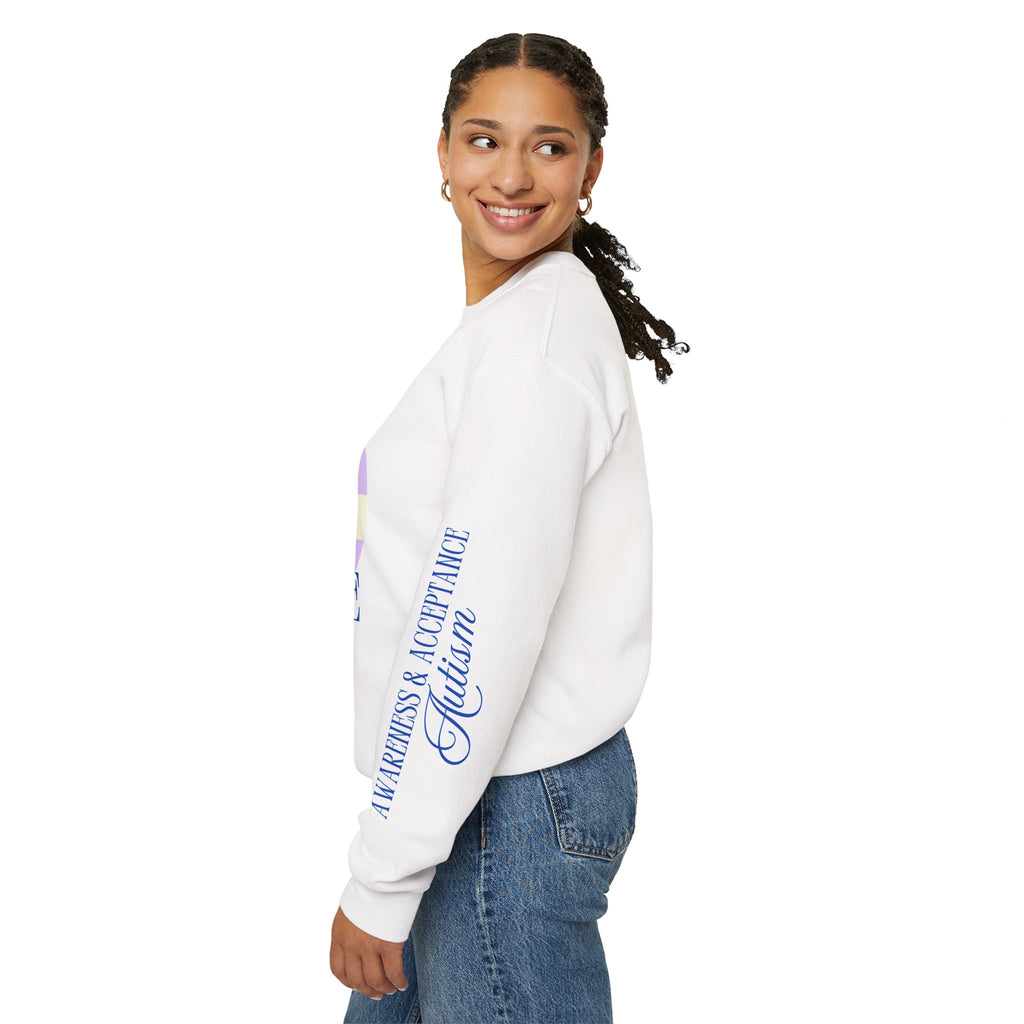 Autism Awareness and Acceptance — Checkered Heart Sweatshirt