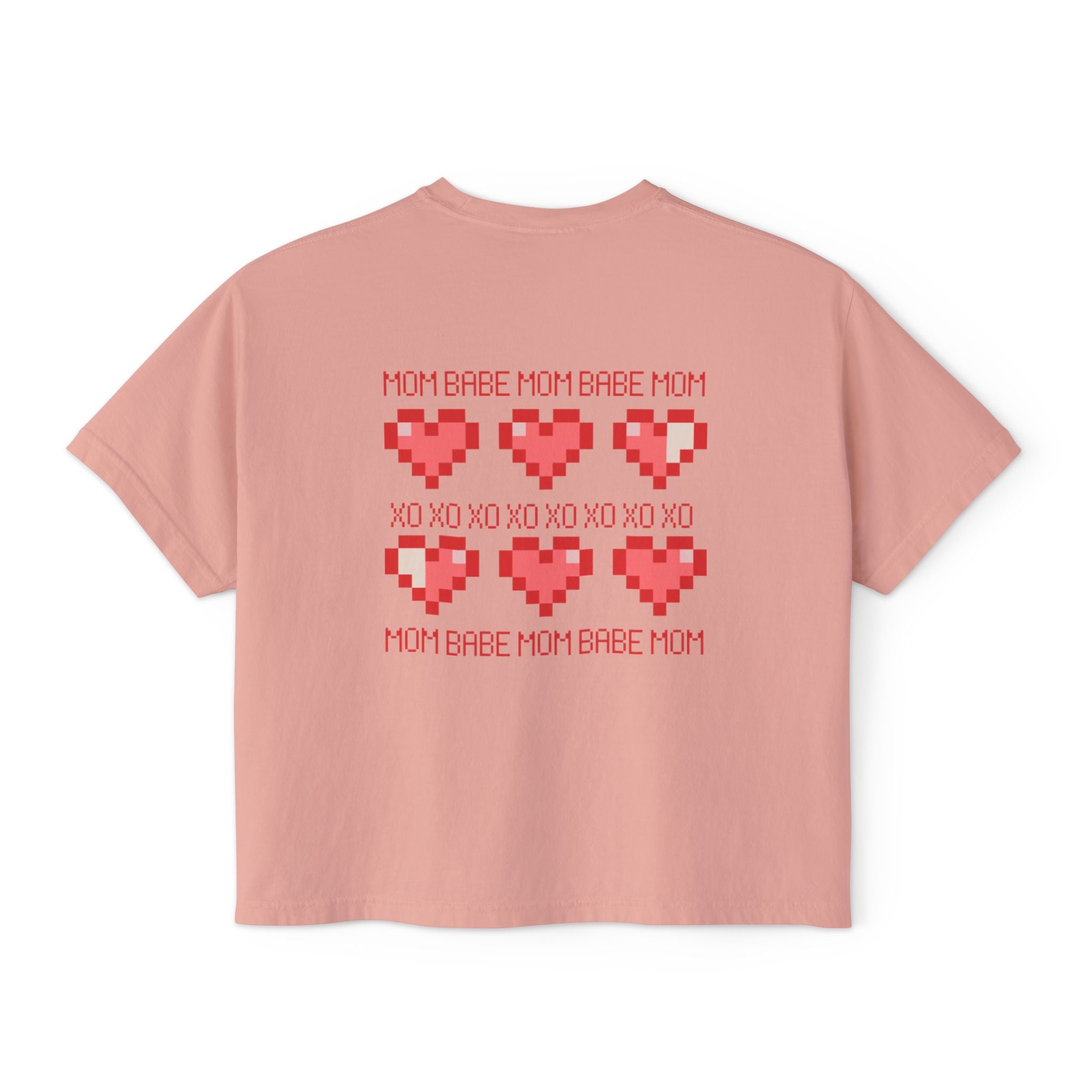 Mom Babe XOXO - Pixel Heart Graphic Tee